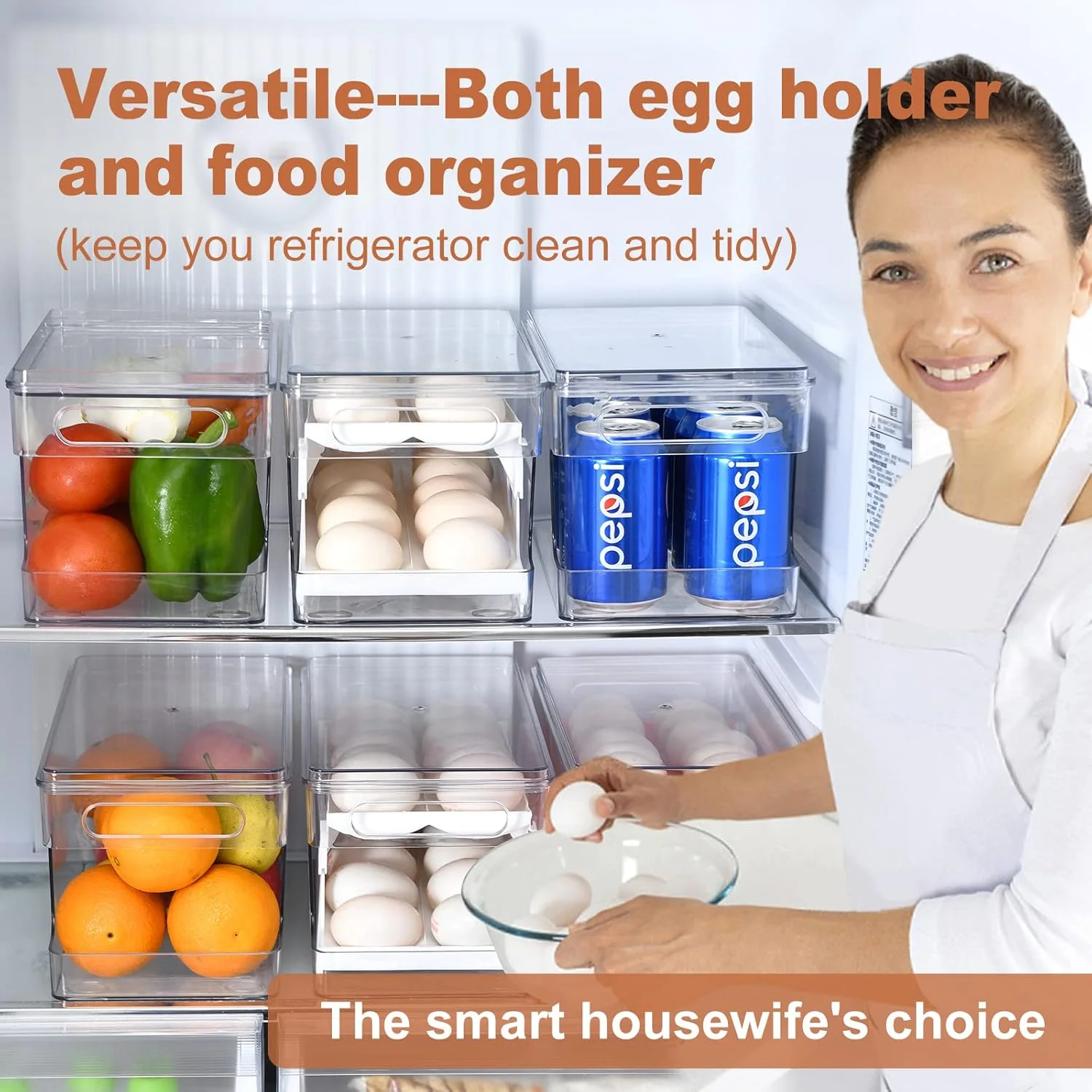 ظرف تخم مرغ Vphom برای یخچال، نگهدارنده چرخشی اتوماتیک با ظرفیت 24 عدد به همراه 2 عدد جای تخم مرغ قابل حمل