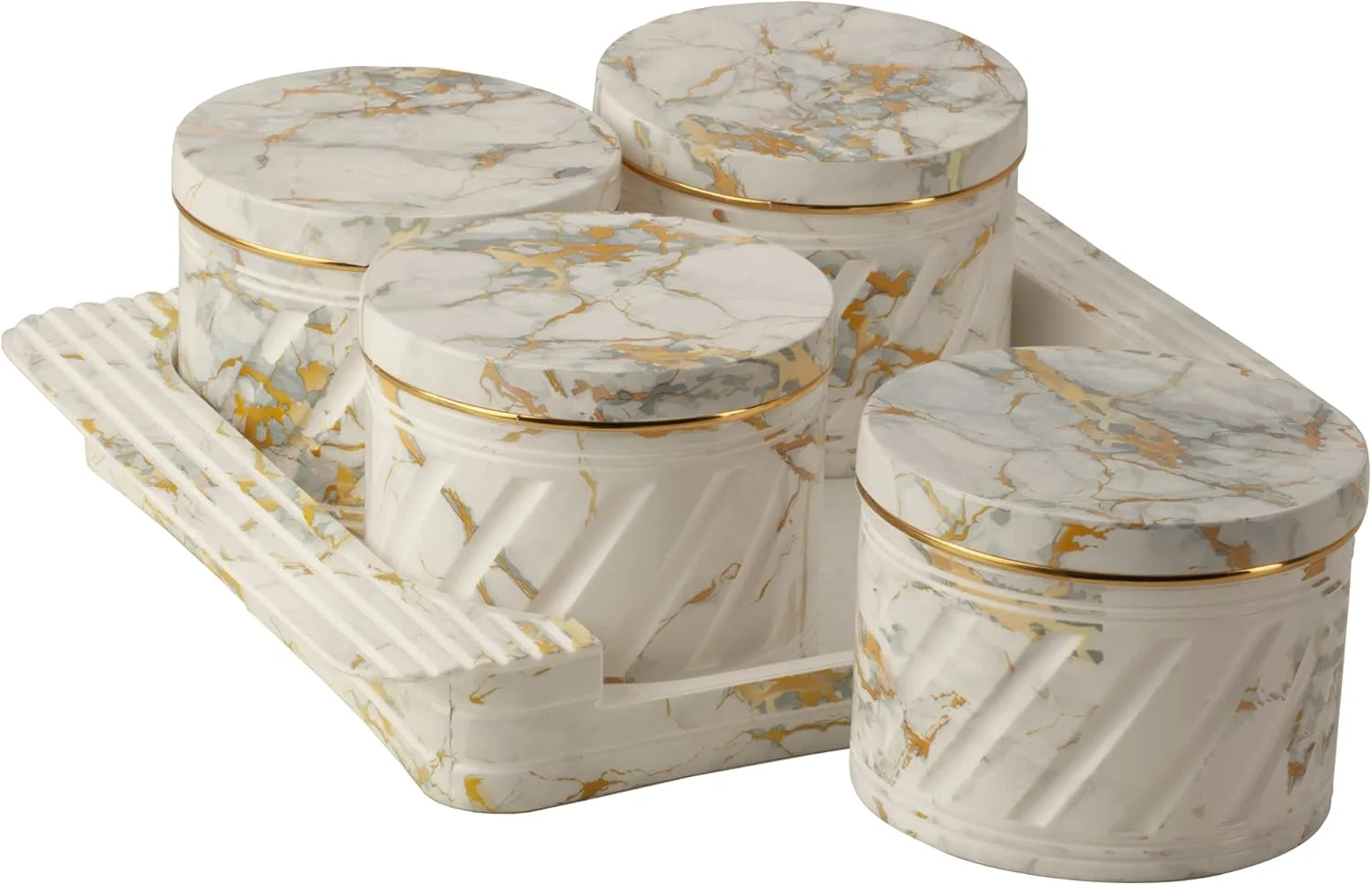 ظرف میوه خشک نشکن و ضد هوا Selvel با درب و سینی سرو، ست ظروف ضد هوا با ظرفیت 430 میلی لیتر (4 تکه، پلی پروپیلن) (سفید)