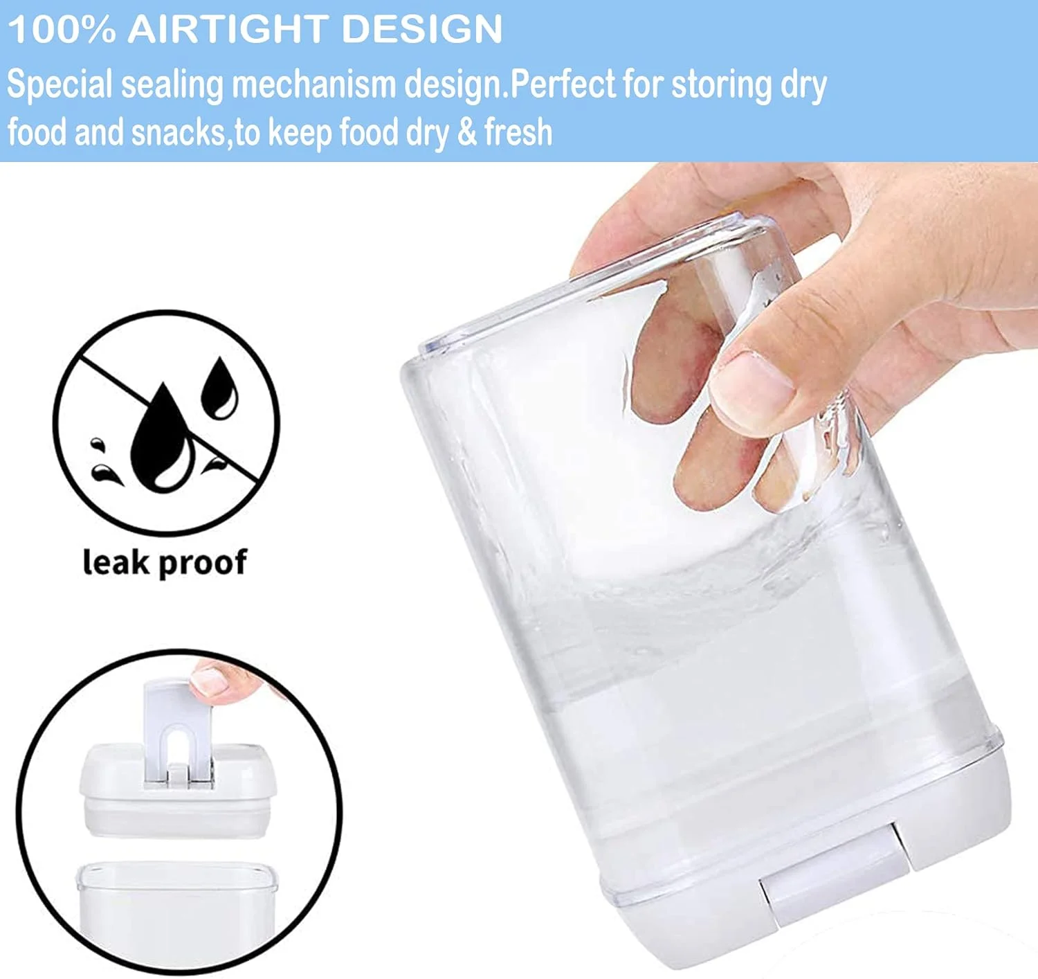 ست ظروف نگهداری مواد غذایی U-HOOME - ست 7 تکه - شامل برچسب و ماژیک - ظروف سازماندهی آشپزخانه و انبار - بدون BPA - ظروف پلاستیکی شفاف برای آرد و غلات با درب های بهبود یافته (سفید)