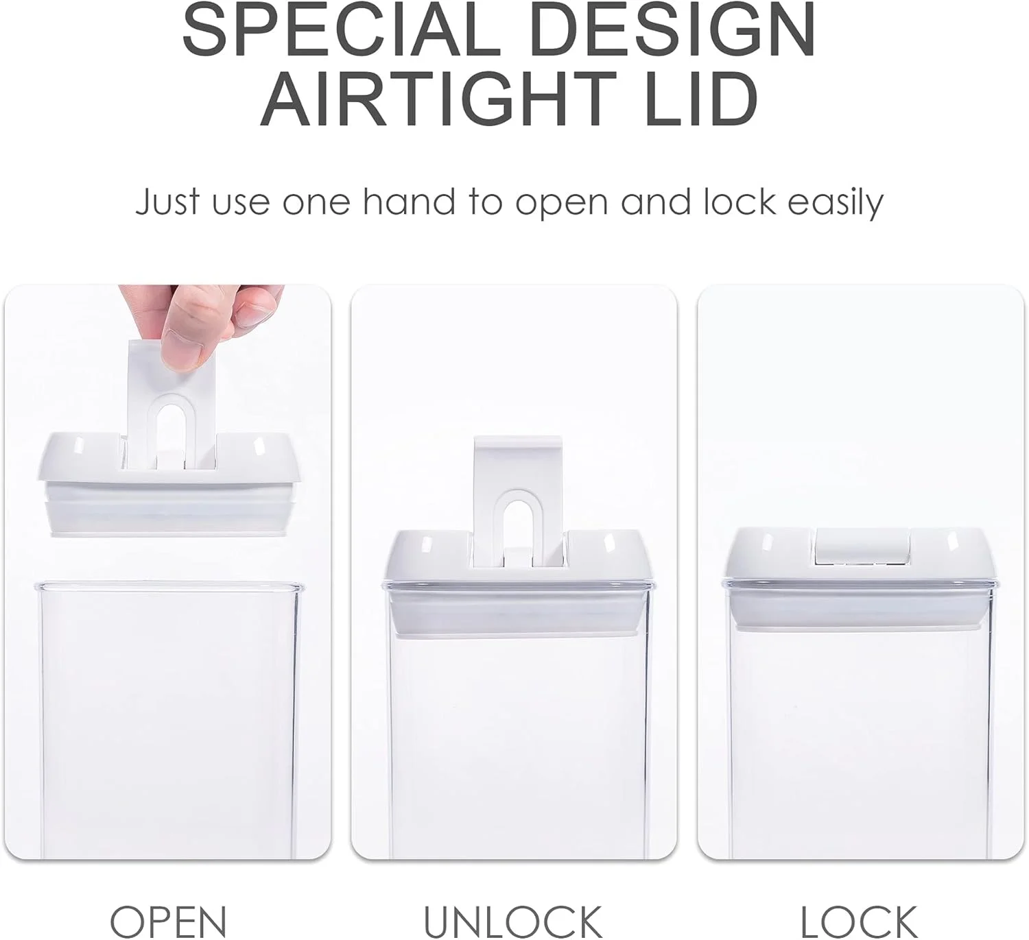 ست ظروف نگهداری مواد غذایی U-HOOME - ست 7 تکه - شامل برچسب و ماژیک - ظروف سازماندهی آشپزخانه و انبار - بدون BPA - ظروف پلاستیکی شفاف برای آرد و غلات با درب های بهبود یافته (سفید)