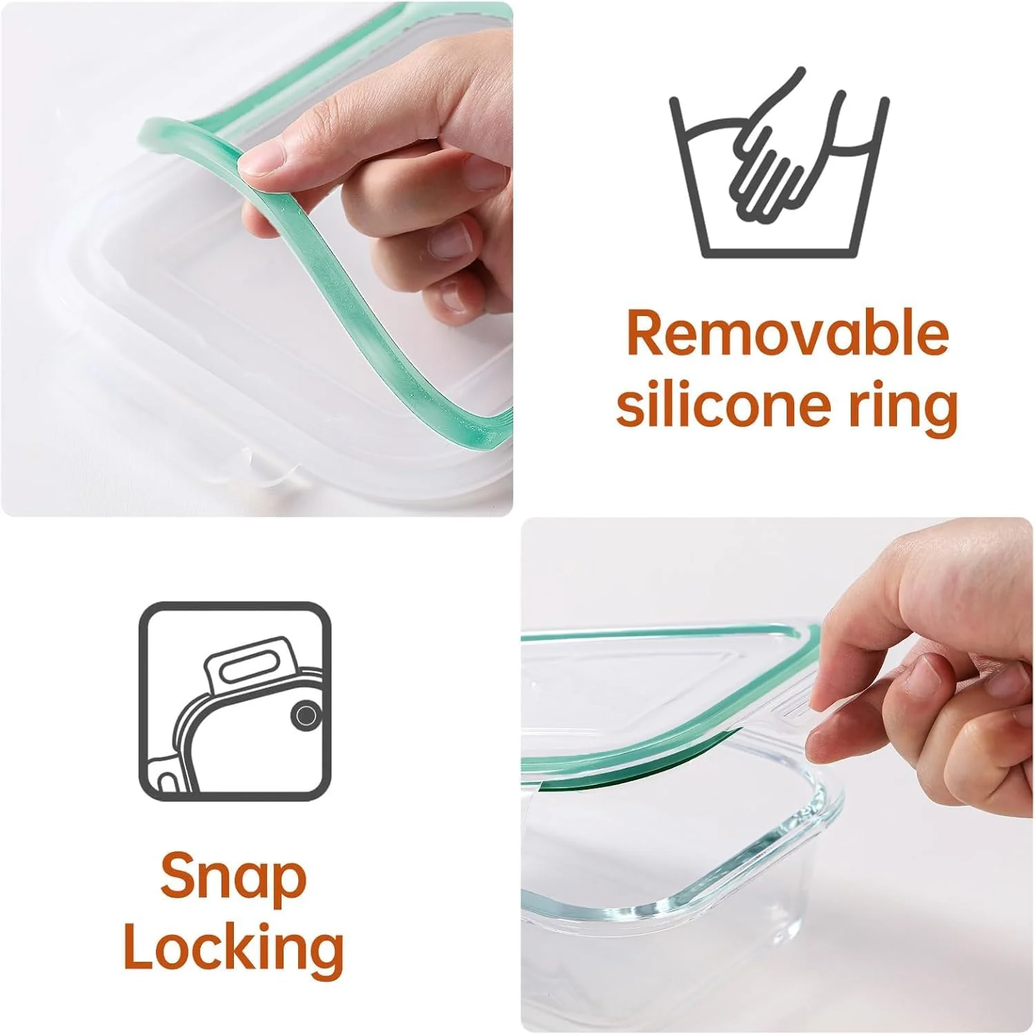 ظروف آماده سازی غذا تایکام (8 تکه مخلوط) - ظروف شیشه ای نگهداری غذا با درب، جعبه ناهار شیشه ای کنترل مقدار غذا، جعبه بنتو شیشه ای درب دار - 8 تکه سبز