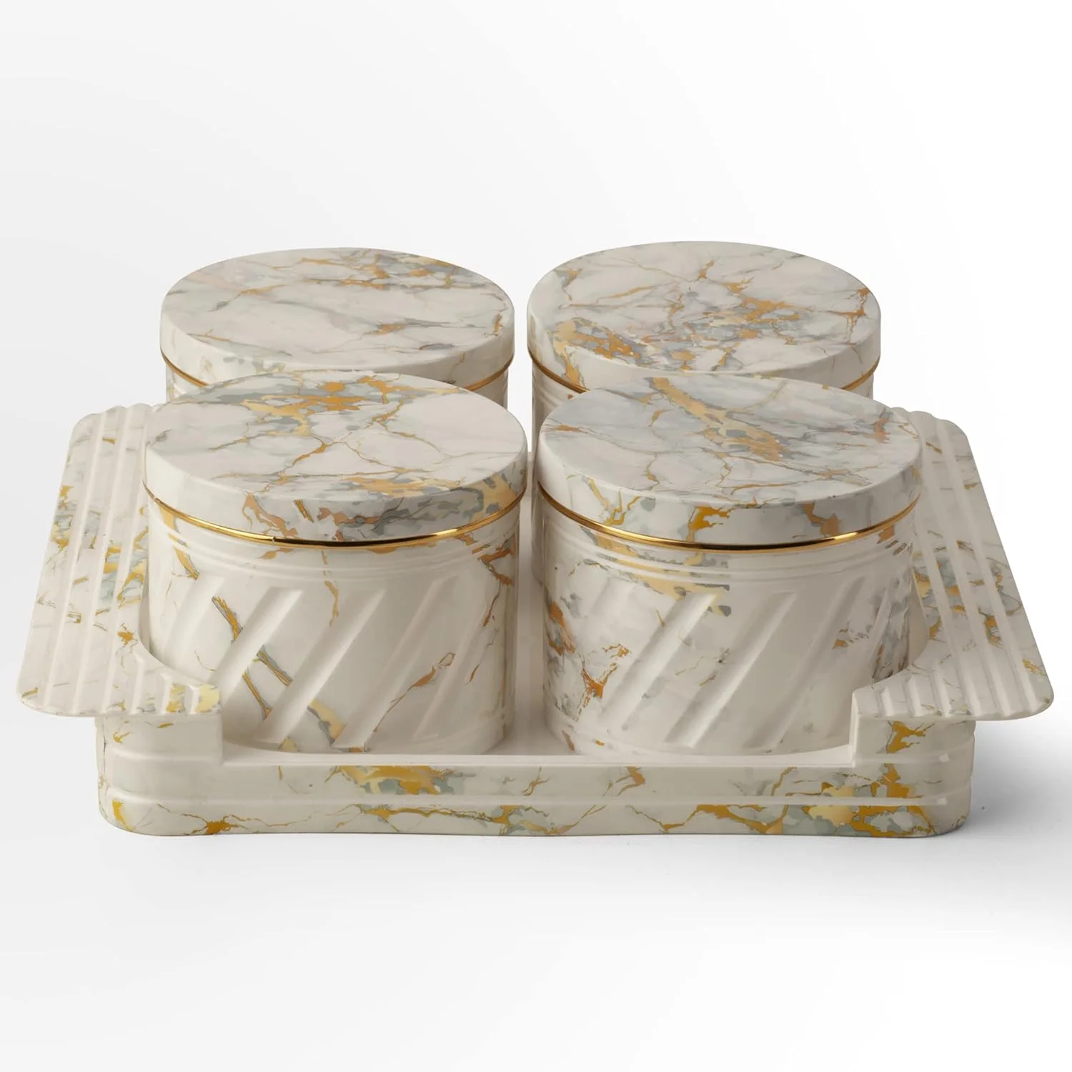 ظرف میوه خشک نشکن و ضد هوا Selvel با درب و سینی سرو، ست ظروف ضد هوا با ظرفیت 430 میلی لیتر (4 تکه، پلی پروپیلن) (سفید)