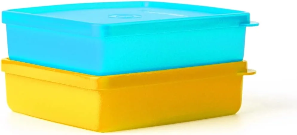 ظروف نگهداری اسنک تاپرور مدل Snack Stackers با حجم 400 میلی لیتر (ست 2 عددی)، زرد و آبی