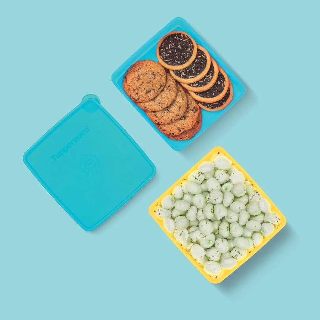 ظروف نگهداری اسنک تاپرور مدل Snack Stackers با حجم 400 میلی لیتر (ست 2 عددی)، زرد و آبی