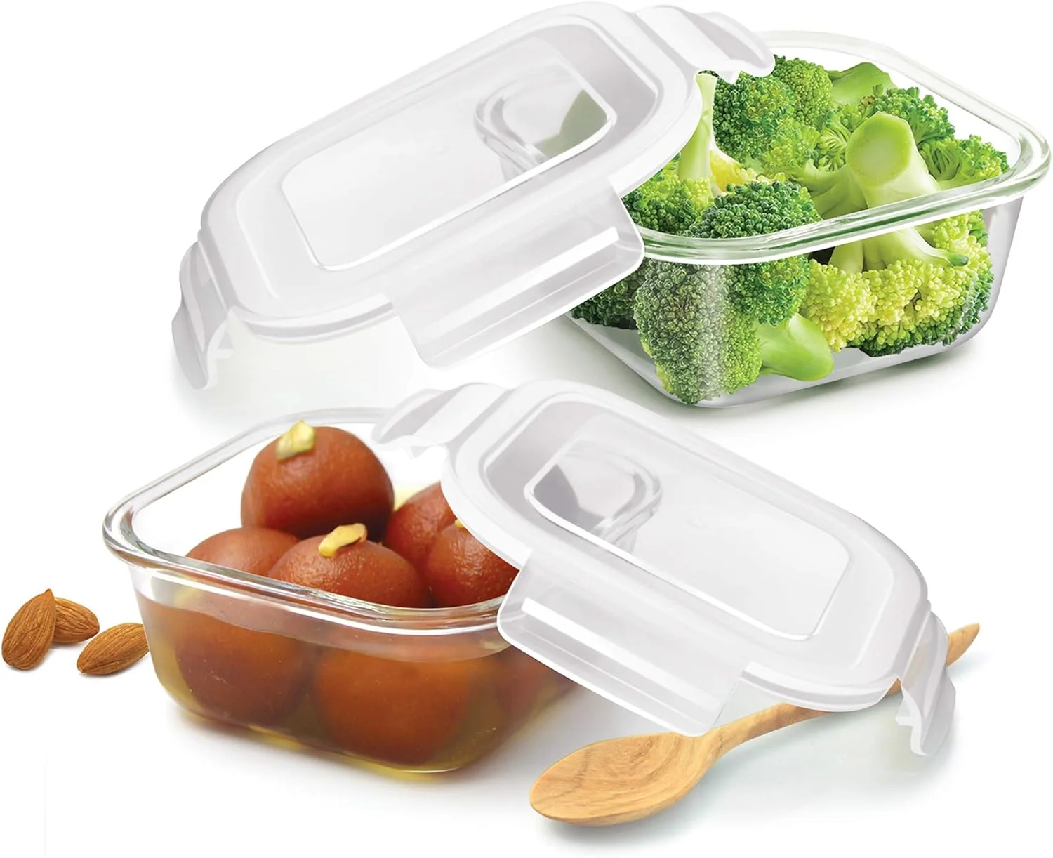 ست ظروف نگهداری مربعی شیشه ای Treo by Milton Store Fresh، 2 عددی، 300 میلی لیتر، شفاف