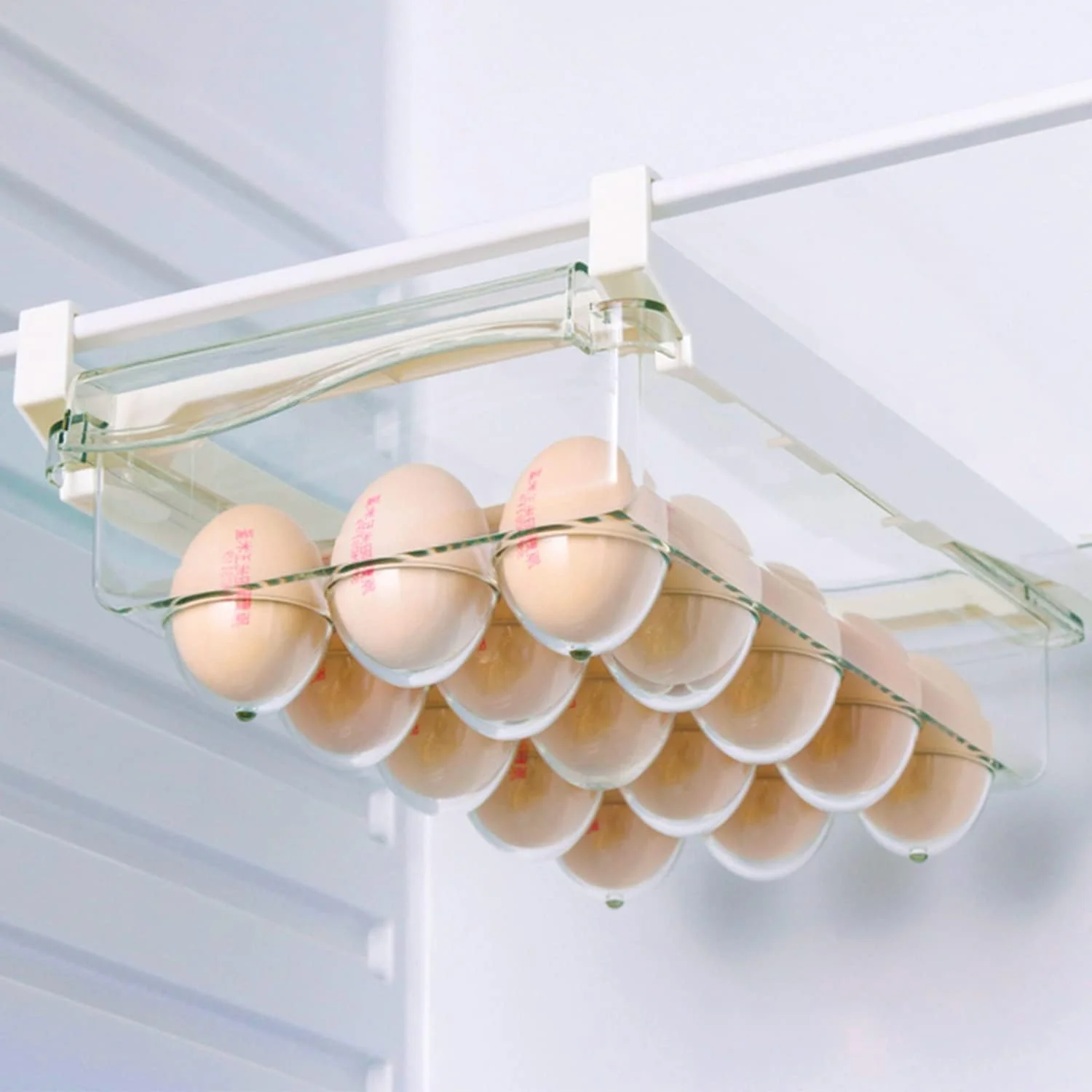 نگهدارنده تخم مرغ TERRIFI برای یخچال، کشو نگهداری تخم مرغ برای یخچال، سازمان دهنده کشو یخچال کوچک، سینی تخم مرغ کشویی، مناسب برای قفسه یخچال زیر 0.6 اینچ (1 عدد)