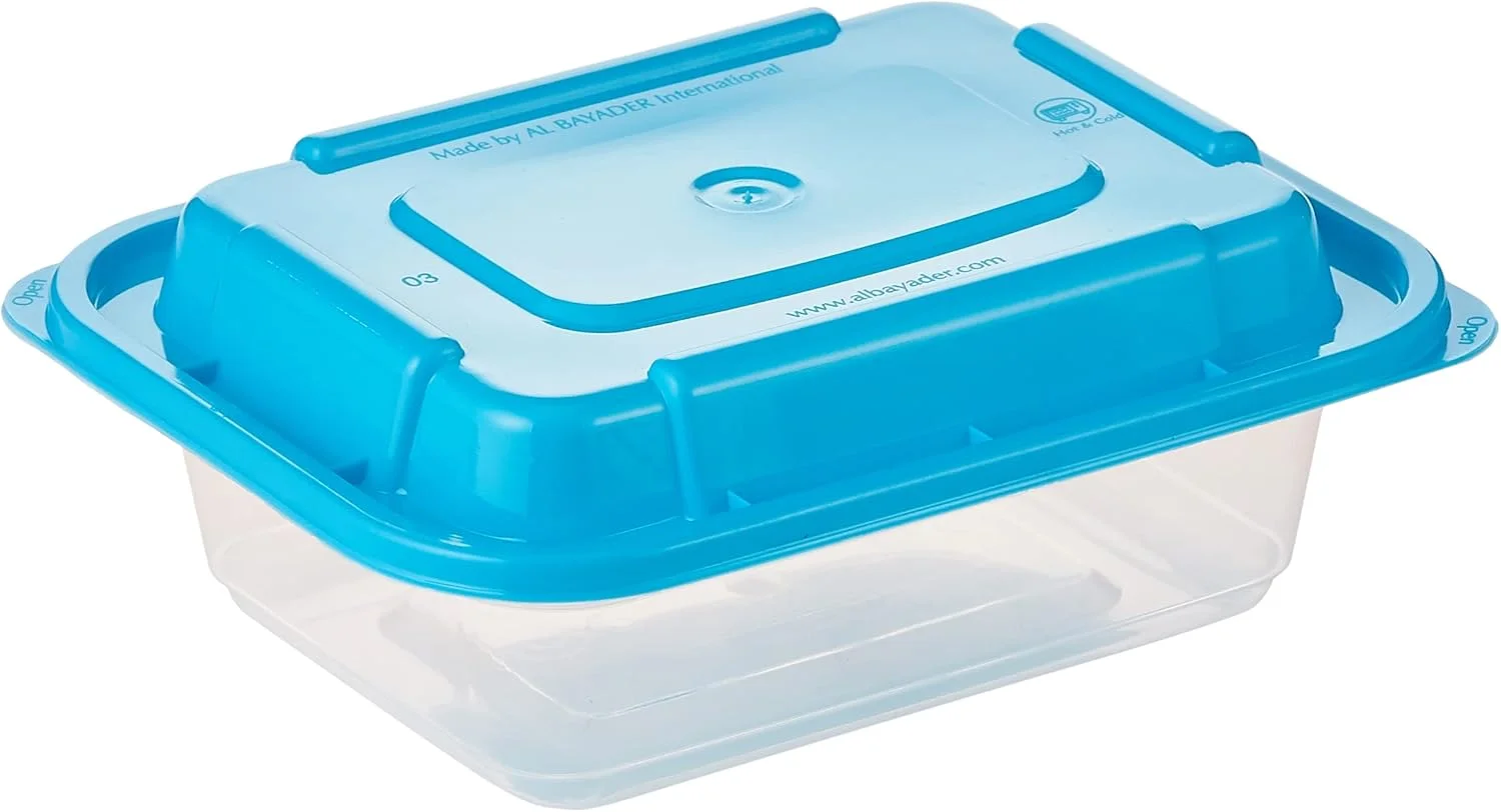 ست ظروف نگهدارنده شفاف پلاستیکی سرگرم کننده با درب فیروزه ای، 350 میلی لیتر، 5 عدد، ظروف آماده سازی غذا، ظروف پلاستیکی، ضد نشت، قابل استفاده در فریزر، مایکروویو و ماشین ظرفشویی، سازمان دهنده آشپزخانه (بسته 5 عددی)