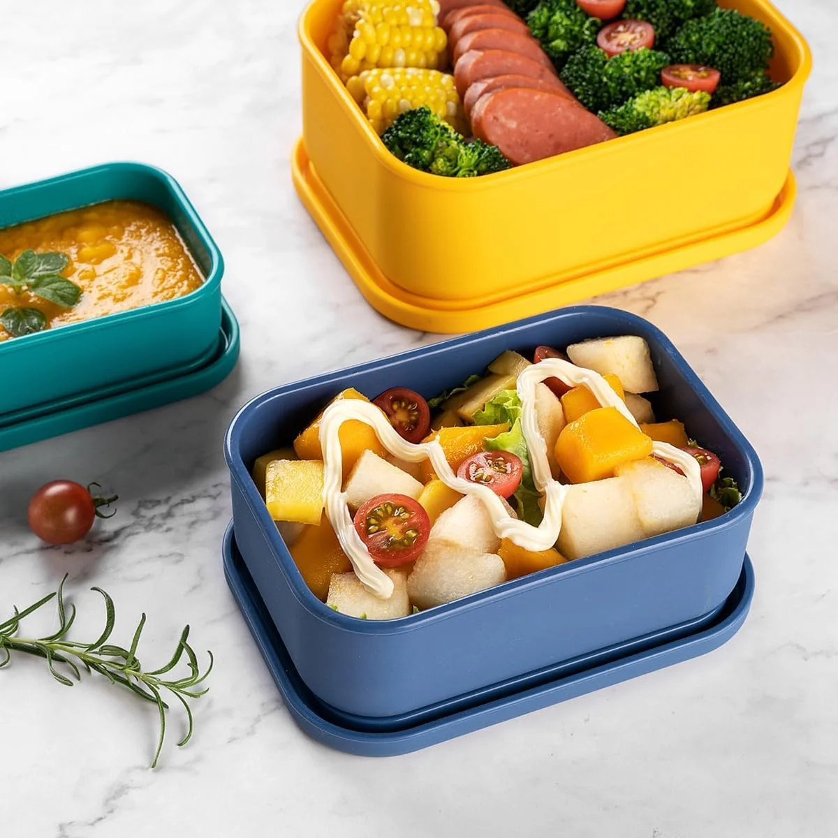 ست 3 تایی ظروف نگهداری غذا سیلیکونی سخت TERRIFI، جعبه ناهار بنتو 2300 میلی لیتری با درب های هواگیر، ظروف فریزر برای ناهار، مسافرت ست 3 تایی ظروف نگهداری غذا سیلیکونی سخت TERRIFI، جعبه ناهار بنتو 2300 میلی لیتری با درب های هواگیر، ظروف فریزر برای ناهار، مسافرت