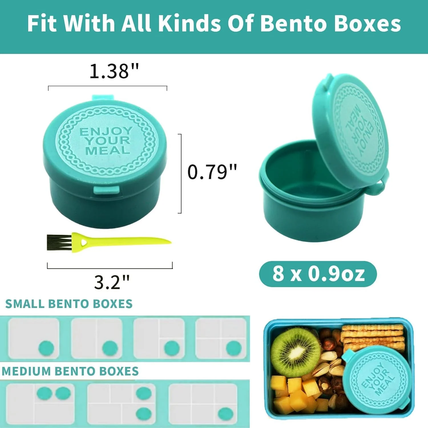 ظرف سس سالاد TERRIFI، ظروف چاشنی پلاستیکی 25 میلی لیتری ضد نشت با درب، فنجان سس قابل استفاده مجدد برای ناهار و جعبه بنتو (بسته 8 عددی، دایره ای - 2)