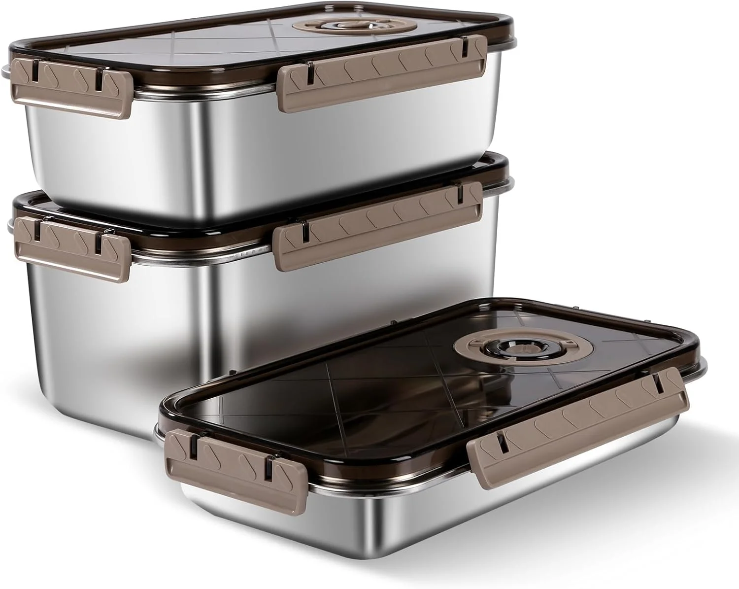 ظروف کیمچی TERRIFI، ظروف بزرگ نگهداری مواد غذایی درب دار، ست نگهداری مواد غذایی آشپزخانه، کاسه های استیل ضد زنگ قابل استفاده مجدد برای خانه، مسافرت، کار، مهمانی، باقیمانده غذا (203OZ+128OZ+74OZ)