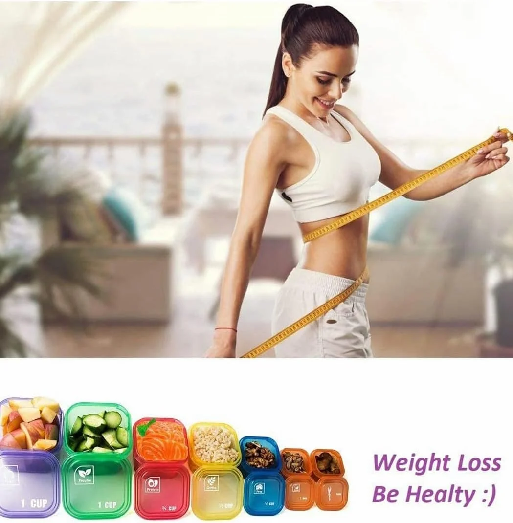 ظروف کنترل وعده غذایی SYOSI، ظروف فیکس 21 روزه و برنامه غذایی، کیت جعبه های مینی پلاستیکی کنترل وعده غذایی برای کاهش وزن، ظروف وعده غذایی Beachbody با دستور غذا (چند رنگ)