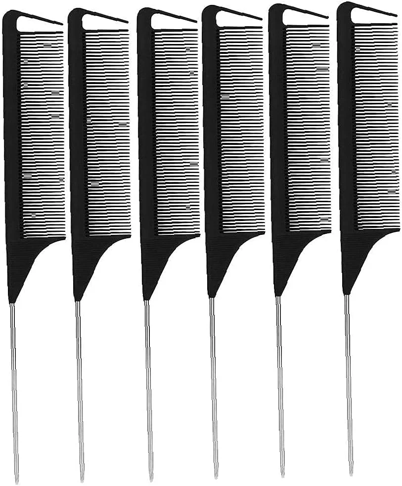 شانه ZJCQA، شانه های جداکننده مو دم موشی، شانه نوک تیز ظریف مقاوم در برابر حرارت ابزارهای حرفه ای مشکی برای بافت مو آرایشگری مد