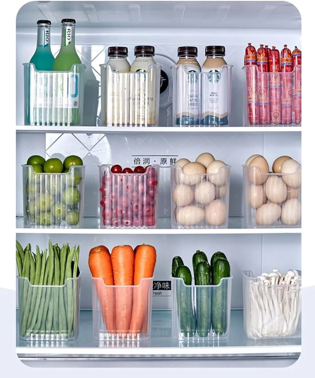 جعبه نگهداری درب جانبی یخچال، ست 3 عددی سطل های یخچال و فریزر، ظروف پلاستیکی برای نگهداری مواد غذایی، نگهدارنده نوشیدنی و سازمان دهنده انبار - ایده آل برای فضای درب یخچال