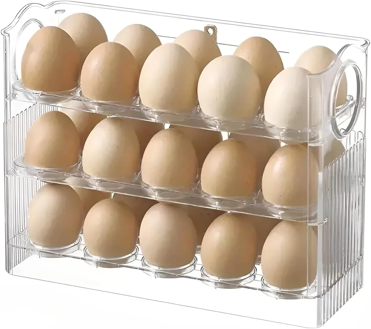 Egg Storage Box, 3-Tier Egg Tray for Refrigerator Side Door - Plastic Egg Basket for Fresh-Keeping and Organization - Kitchen Storage Accessory