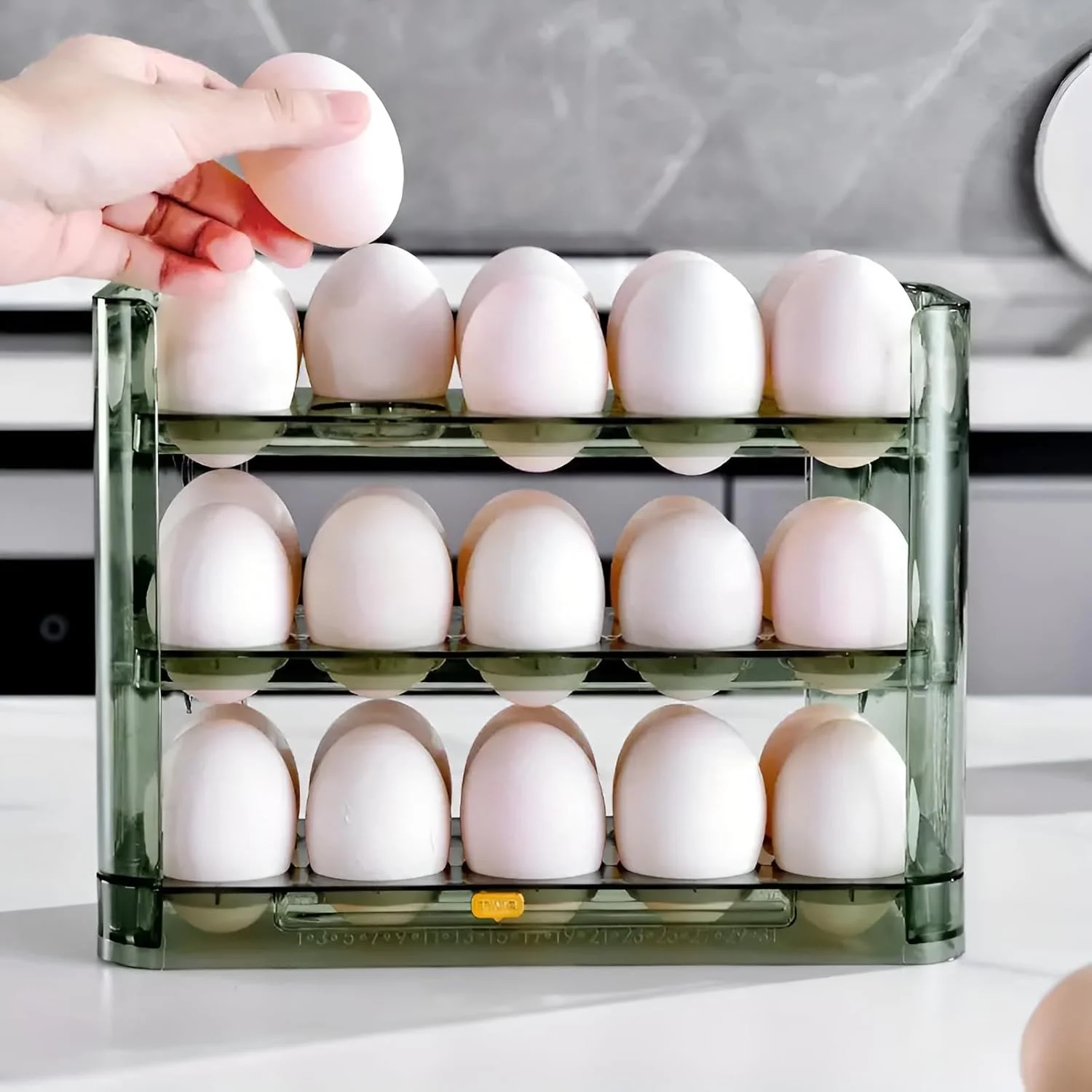 Egg Storage Box, 3-Tier Egg Tray for Refrigerator Side Door - Plastic Egg Basket for Fresh-Keeping and Organization - Kitchen Storage Accessory