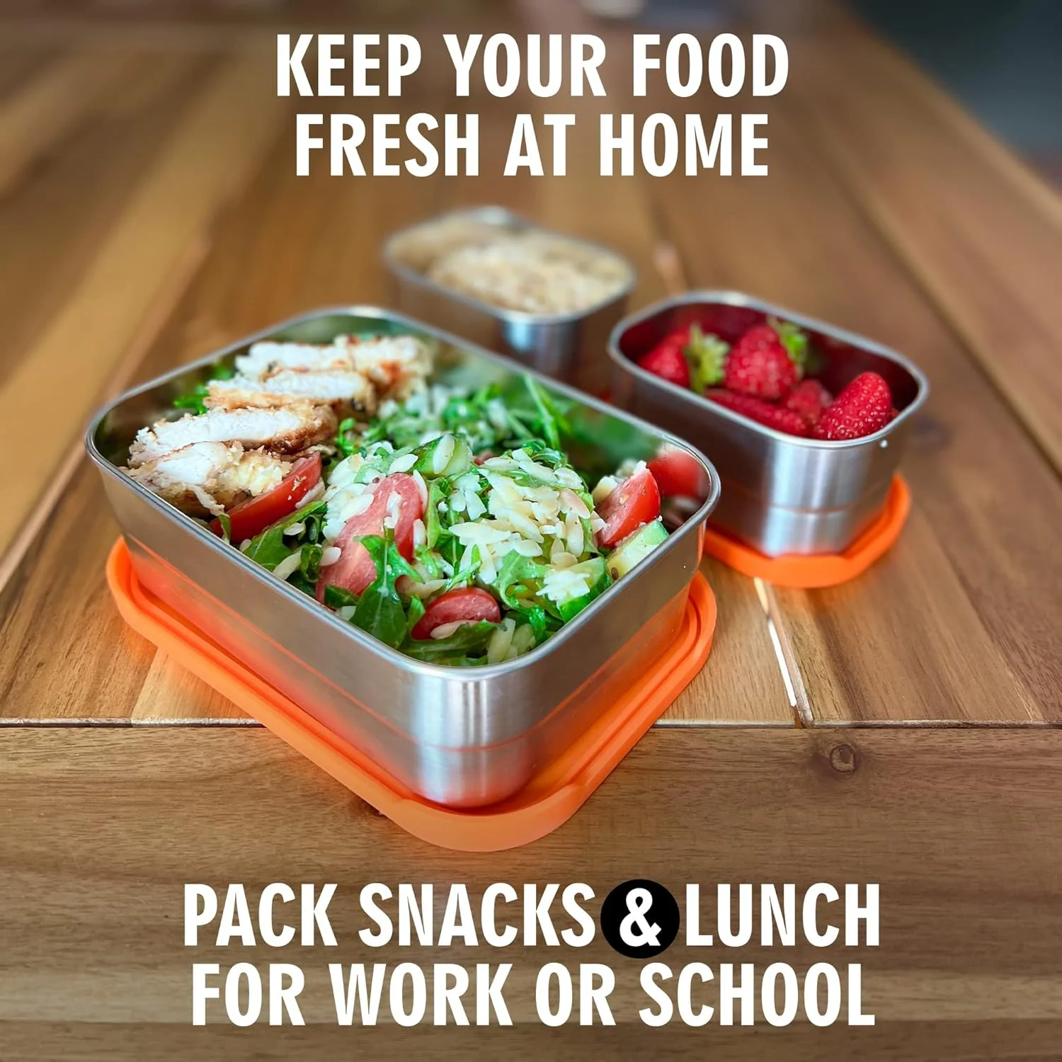 ست 3 تایی ظروف غذای استیل ضد زنگ با درب (720ml، 240ml، 240ml) - ظرف فلزی اسنک برای کودکان - جعبه ناهار با درب سیلیکونی - ظروف ساندویچ - جعبه بنتو با کیفیت عالی برای نگهداری ست 3 تایی ظروف غذای استیل ضد زنگ با درب (720ml، 240ml، 240ml) - ظرف فلزی اسنک برای کودکان - جعبه ناهار با درب سیلیکونی - ظروف ساندویچ - جعبه بنتو با کیفیت عالی برای نگهداری