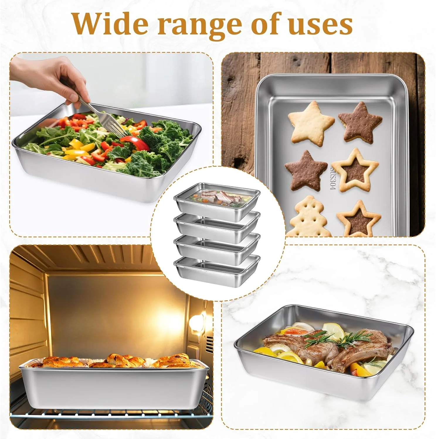 ست 4 عددی ظروف استیل ضد زنگ با درب شفاف، ظرف نگهداری مواد غذایی تازه، ظرف نگهداری گوشت سرد برای یخچال، جعبه های نگهداری تنقلات قابل چیدن برای پیک نیک، مهمانی باربیکیو، مسافرت، قابل استفاده در فریزر و ماشین ظرفشویی ست 4 عددی ظروف استیل ضد زنگ با درب شفاف، ظرف نگهداری مواد غذایی تازه، ظرف نگهداری گوشت سرد برای یخچال، جعبه های نگهداری تنقلات قابل چیدن برای پیک نیک، مهمانی باربیکیو، مسافرت، قابل استفاده در فریزر و ماشین ظرفشویی