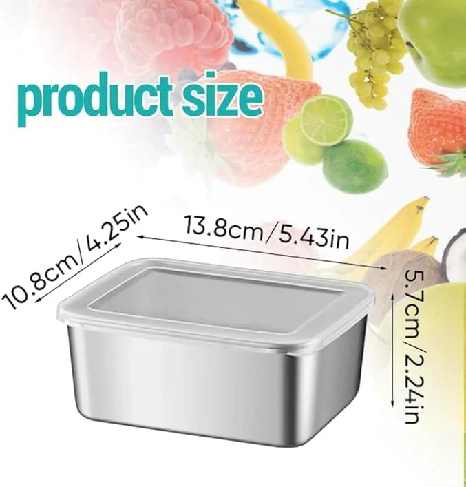 ست 6 عددی ظروف استیل ضد زنگ درب دار، ظروف قابل استفاده مجدد برای نگهداری اسنک، ظروف قابل حمل برای کمپینگ، مناسب آشپزخانه، محل کار، مسافرت و پیک نیک، قابل شستشو در ماشین ظرفشویی و طراحی مینیمال.