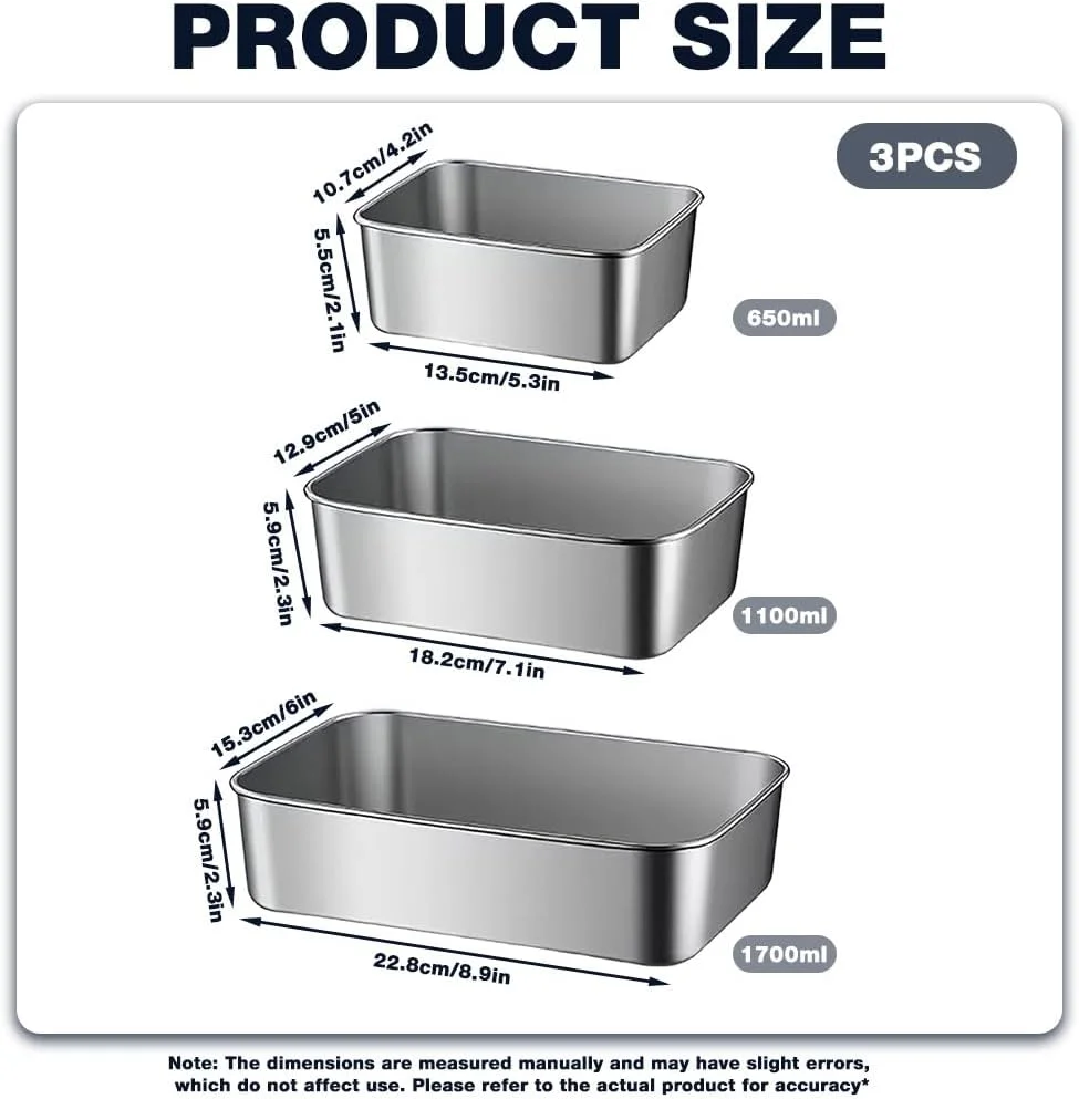 ظروف غذای استیل Supvox® با درب شفاف، 650ml/1100ml/1700ml، جعبه های غذای تازه برای فریزر، جعبه مهر و موم کننده تازگی در فضای باز، ظروف نگهداری مواد غذایی در یخچال برای میوه ها، اغذیه فروشی، چاشنی ها ظروف غذای استیل Supvox® با درب شفاف، 650ml/1100ml/1700ml، جعبه های غذای تازه برای فریزر، جعبه مهر و موم کننده تازگی در فضای باز، ظروف نگهداری مواد غذایی در یخچال برای میوه ها، اغذیه فروشی، چاشنی ها