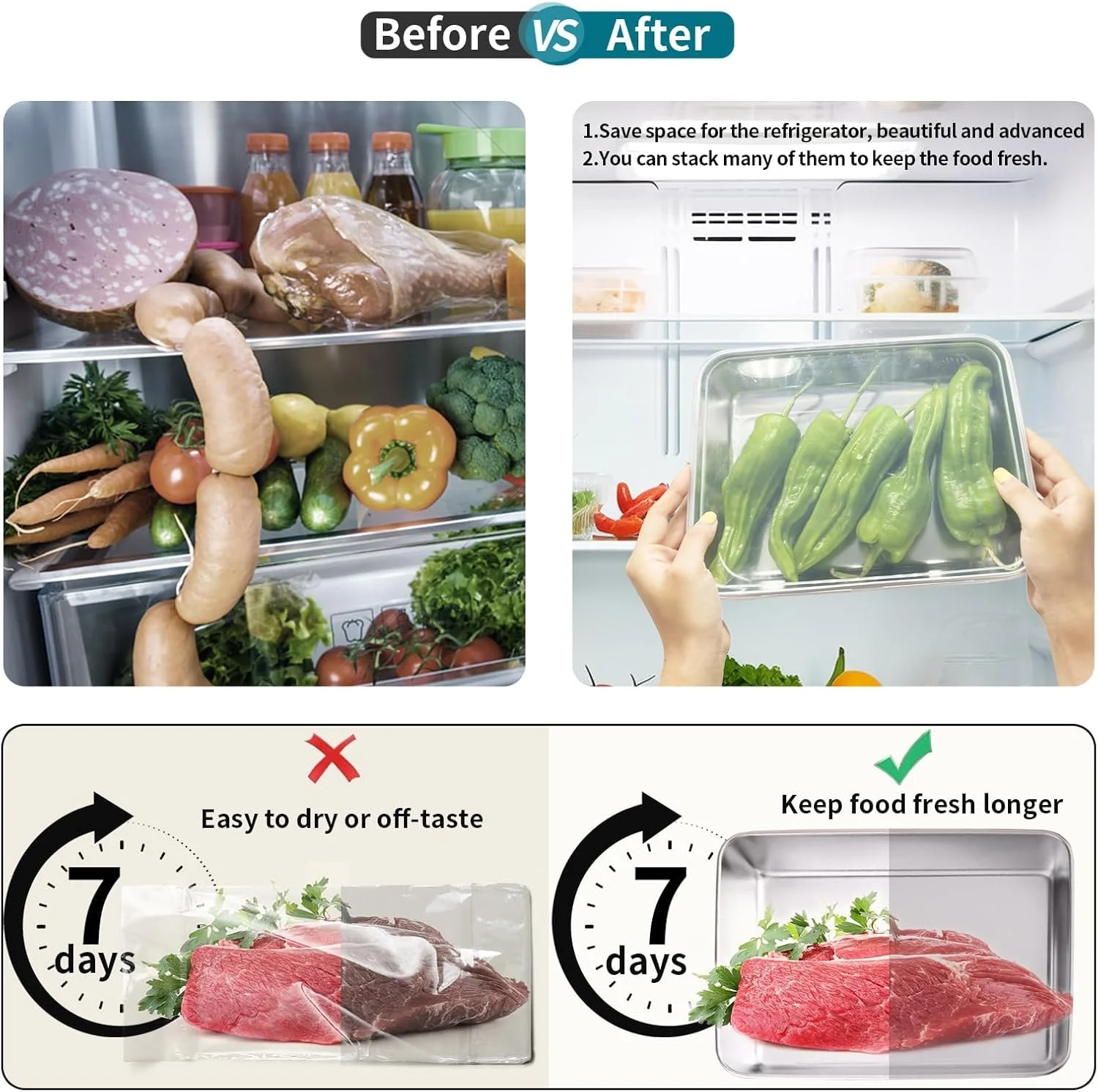 ظروف غذای استیل ضد زنگ با درب (3 ست)، ست قابل انباشتن Azonee برای فریزر و فر، نگهداری مواد غذایی آشپزخانه با روکش های شفاف، قابل استفاده مجدد و قابل شستشو در ماشین ظرفشویی