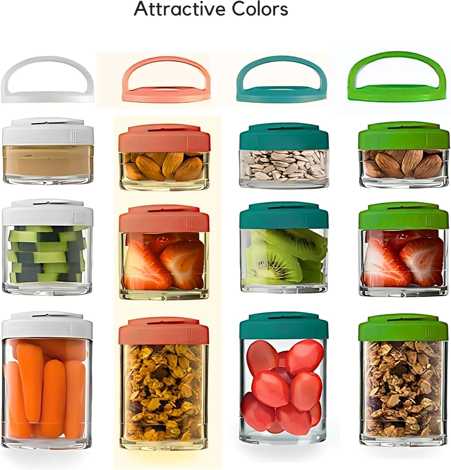 ظروف نگهدارنده غذای قابل استفاده مجدد VIO® با درب قفل چرخشی، 100، 200، 300 میلی لیتر، ضد نشت و هوا، مناسب برای آماده سازی غذا، تنقلات، غذای کودک، میوه ها، سبزیجات، مسافرت، دفتر، آجیل و رژیم غذایی (سفید)