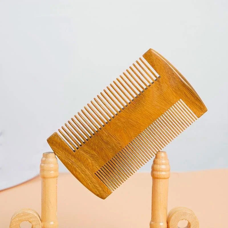 شانه چوبی صندل وود وویالین - شانه موی چوب صندل طبیعی - شانه ضد الکتریسیته ساکن برای مردان، زنان و کودکان، شانه ریش، شانه چوبی دندانه ریز، شانه دندانه پهن