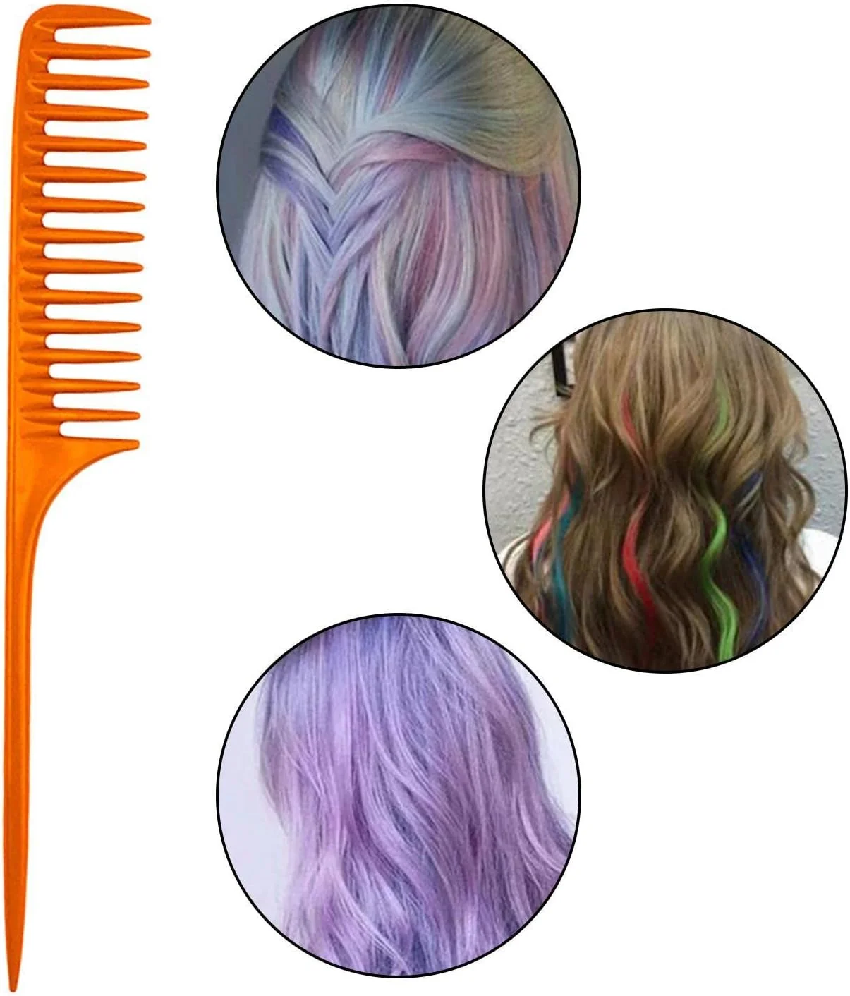 شانه پوش دهنده دندانه پهن با دم موشی و نوک فلزی فیبر کربنی، ضد الکتریسیته ساکن، مناسب برای زنان، مردان، دختران و آرایشگران