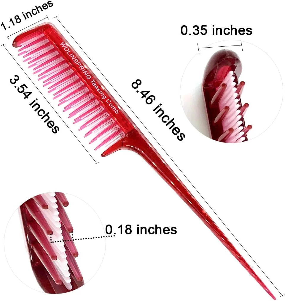 شانه پوش دهنده سه تایی WOLINSPRING، شانه دم موشی برای پوش دادن و حجم دادن به مو، مقاوم در برابر حرارت، ضد الکتریسیته ساکن، مناسب برای انواع مو، شانه یکپارچه آرایشگری برای زنان و مردان (TC-3P)
