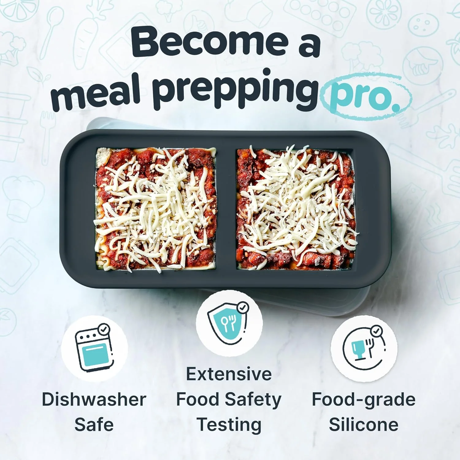 ظرف سیلیکونی 2 پیمانه سوپر کیوبز با درب - ظرف آماده سازی آسان غذا و راه حل نگهداری در آشپزخانه - قالب سیلیکونی برای نگهداری سوپ و غذا - زغالی - بسته 2 عددی