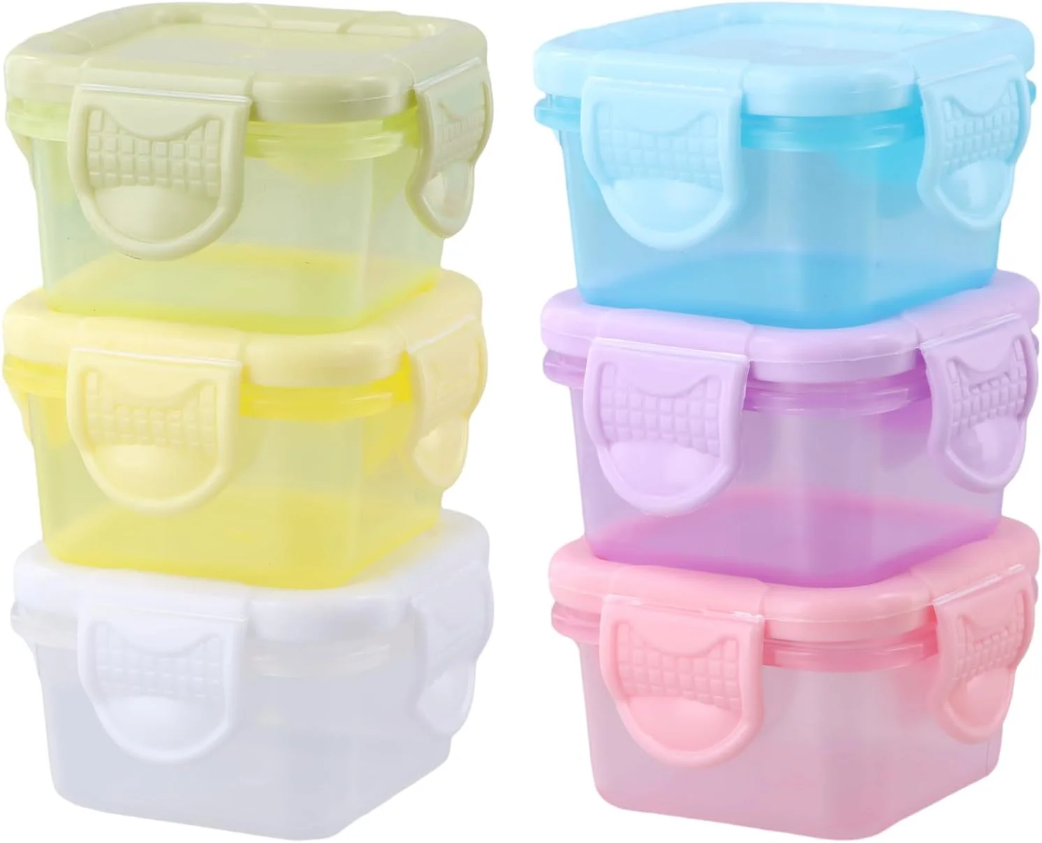 ست 6 عددی ظروف کوچک آماده سازی غذا، ظروف اسنک درب دار، ظروف سس مینی، ظروف چاشنی درب دار، ظروف کوچک ضد نشت برای میوه و غذا (60 میلی لیتر)