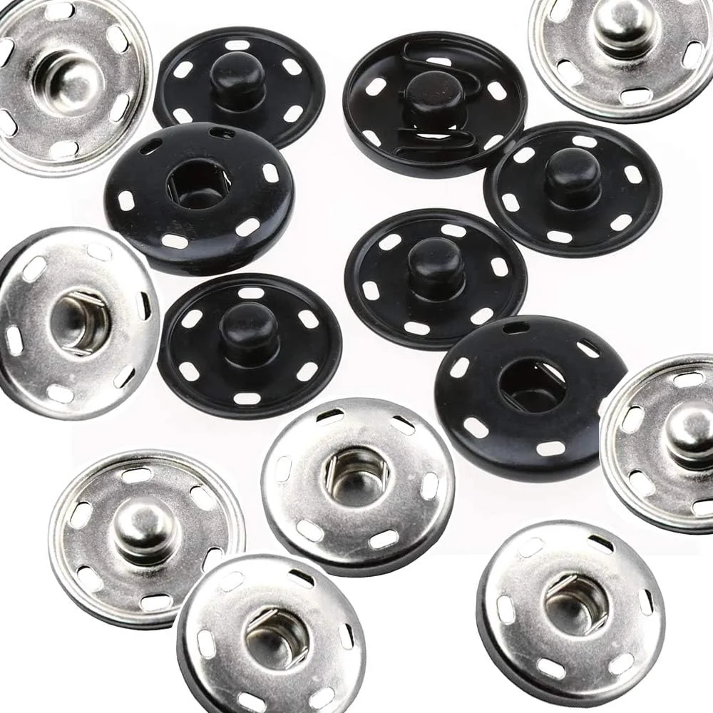 دکمه های فشاری بزرگ خیاطی JOSDIOX 25 میلی متری، دکمه های فلزی برای دوخت لباس، نقره ای و مشکی (12 ست) دکمه های فشاری بزرگ خیاطی JOSDIOX 25 میلی متری، دکمه های فلزی برای دوخت لباس، نقره ای و مشکی (12 ست)