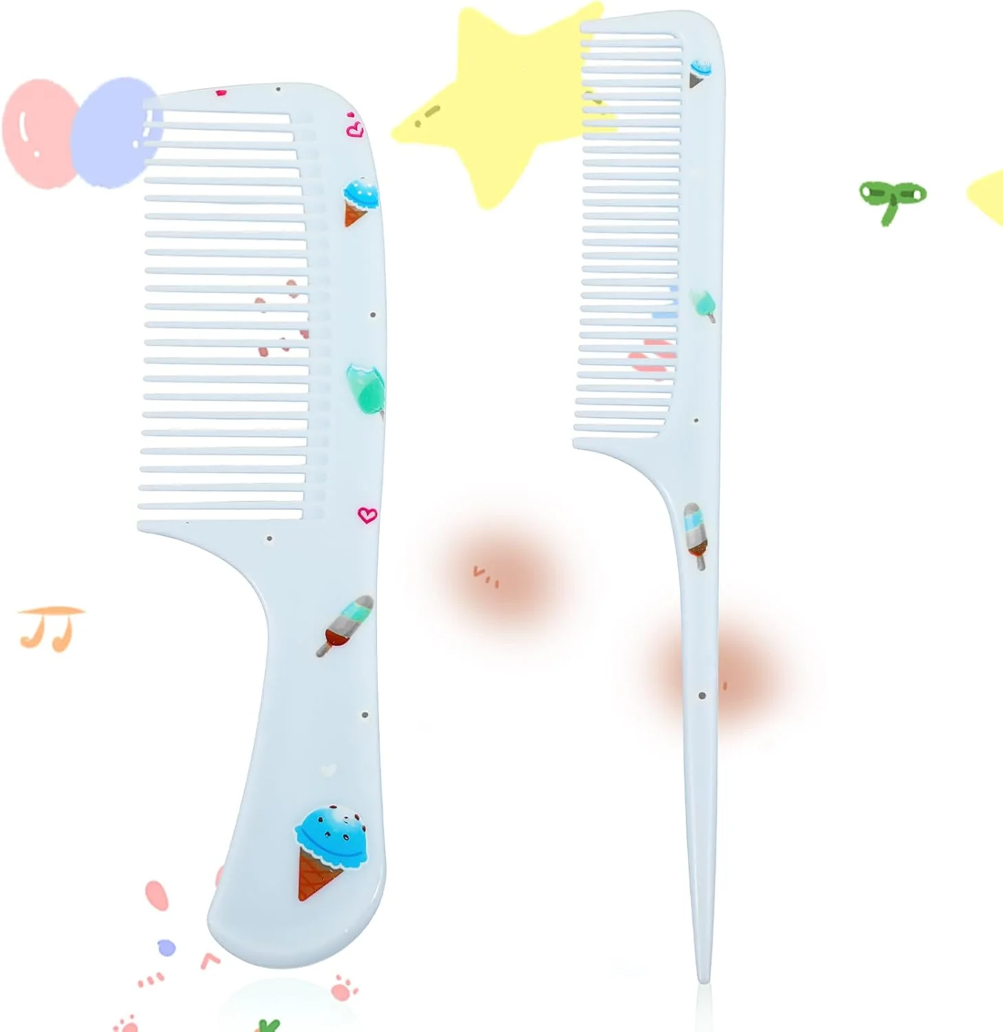 Toddler Comb Set, Small Cute Fine Tooth Comb & Rat Tail Comb for Hair Styling, Blue Mini Hair Comb Plastic Parting Combs, Anti-Static Hairdressing Comb for Baby Girl Wet Dry Hair (2Pcs)