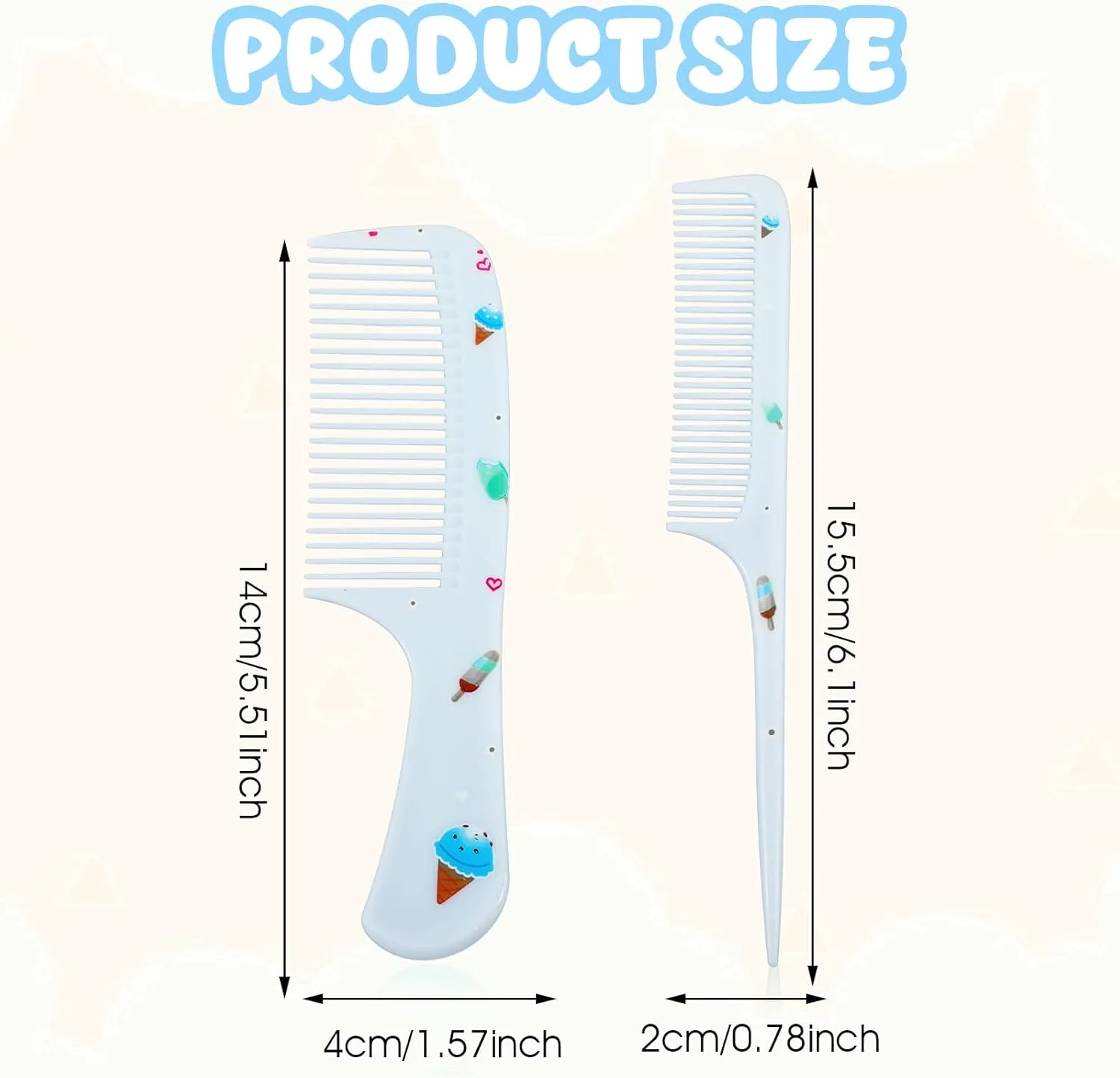 Toddler Comb Set, Small Cute Fine Tooth Comb & Rat Tail Comb for Hair Styling, Blue Mini Hair Comb Plastic Parting Combs, Anti-Static Hairdressing Comb for Baby Girl Wet Dry Hair (2Pcs)