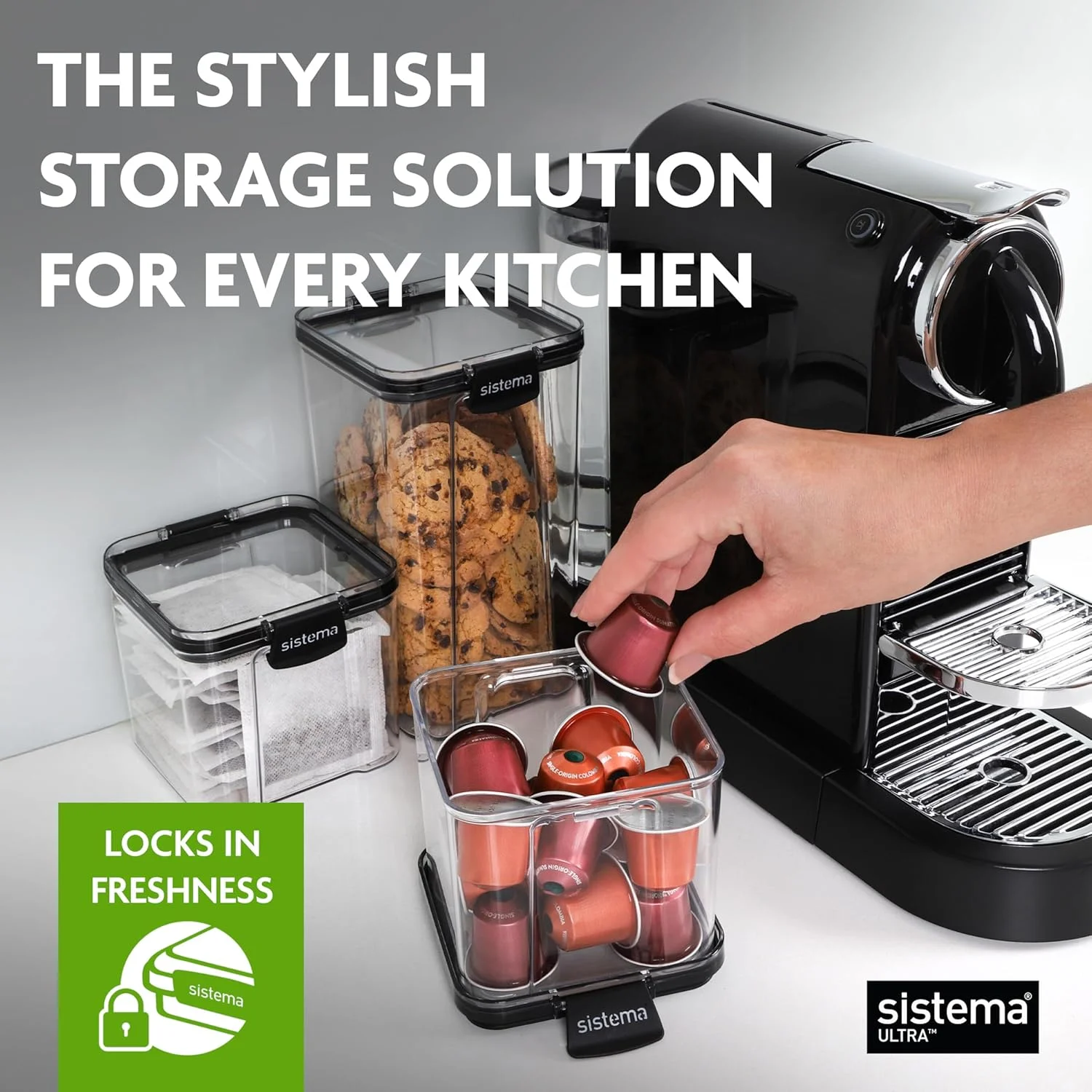 ظرف چهارگوش الترا سیستما مدل 51400ZS، تریتان، مشکی شفاف، 460 میلی لیتر