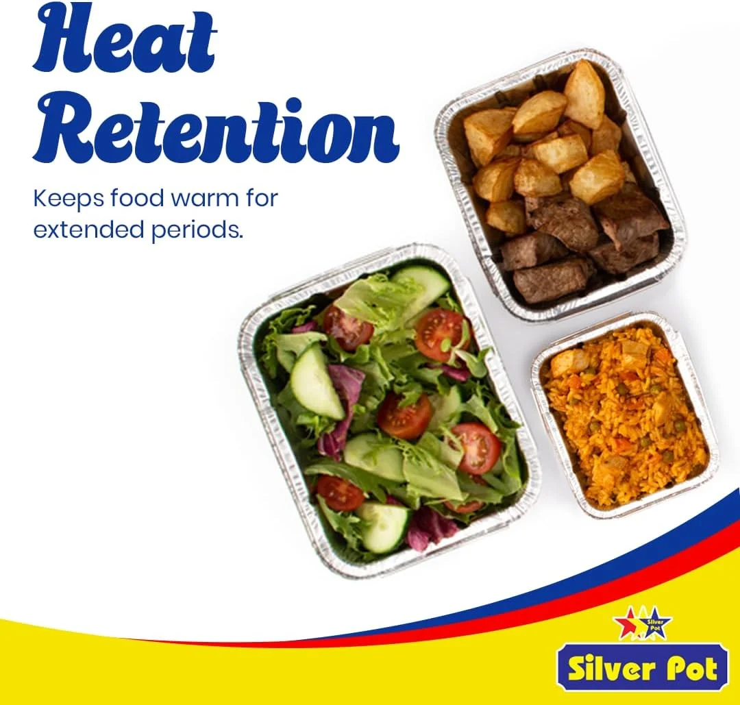 Silver Pot Disposable Aluminum Food Storage Containers – 30-Piece Set (10 x 420ml, 10 x 750ml, 10 x 1200ml) Containers with Lids – BPA-Free and Freezer Safe