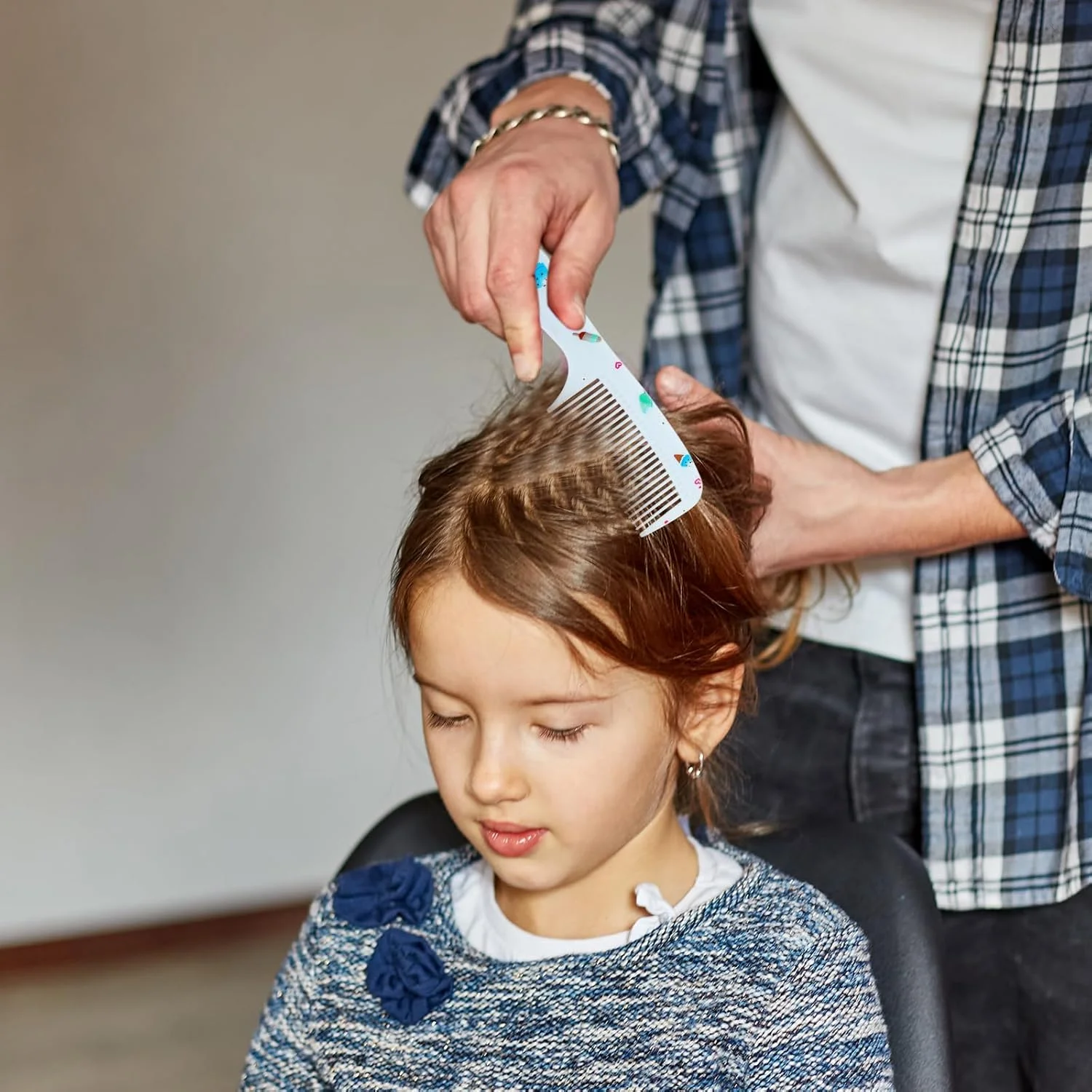 Toddler Comb Set, Small Cute Fine Tooth Comb & Rat Tail Comb for Hair Styling, Blue Mini Hair Comb Plastic Parting Combs, Anti-Static Hairdressing Comb for Baby Girl Wet Dry Hair (2Pcs)