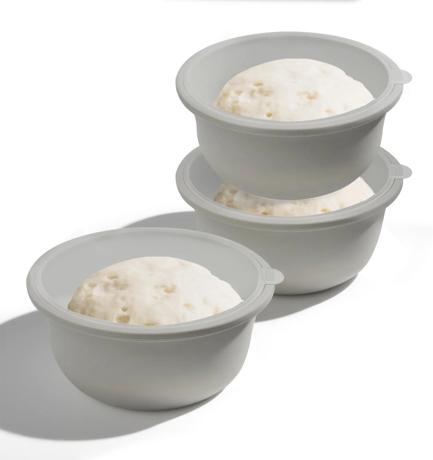 ظروف سیلیکونی برای ور آمدن خمیر، جعبه های خمیر پیتزا 700 میلی لیتری قابل چیدن با درب، لوازم پخت خانگی برای پیتزاهای 12 اینچی، نگهداری در آشپزخانه (خاکستری)، 1 عدد