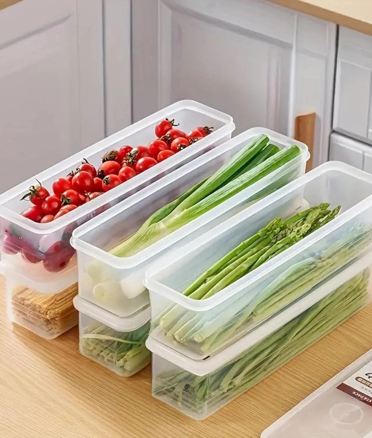 ظروف نگهداری مواد غذایی ساهری، 6 عددی، ظروف پلاستیکی درب دار مناسب برای نگهداری پیازچه، گشنیز، پیاز سبز، نعناع یا مواد غذایی خشک، تنقلات و غلات.