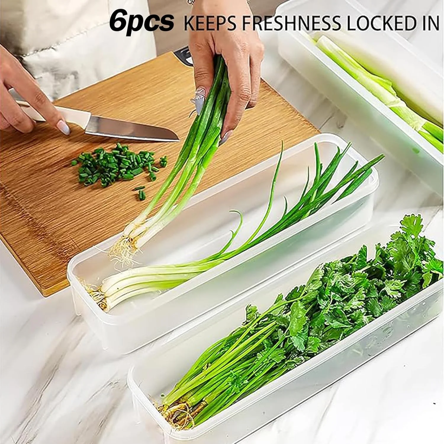 ظروف نگهداری مواد غذایی ساهری، 6 عددی، ظروف پلاستیکی درب دار مناسب برای نگهداری پیازچه، گشنیز، پیاز سبز، نعناع یا مواد غذایی خشک، تنقلات و غلات.