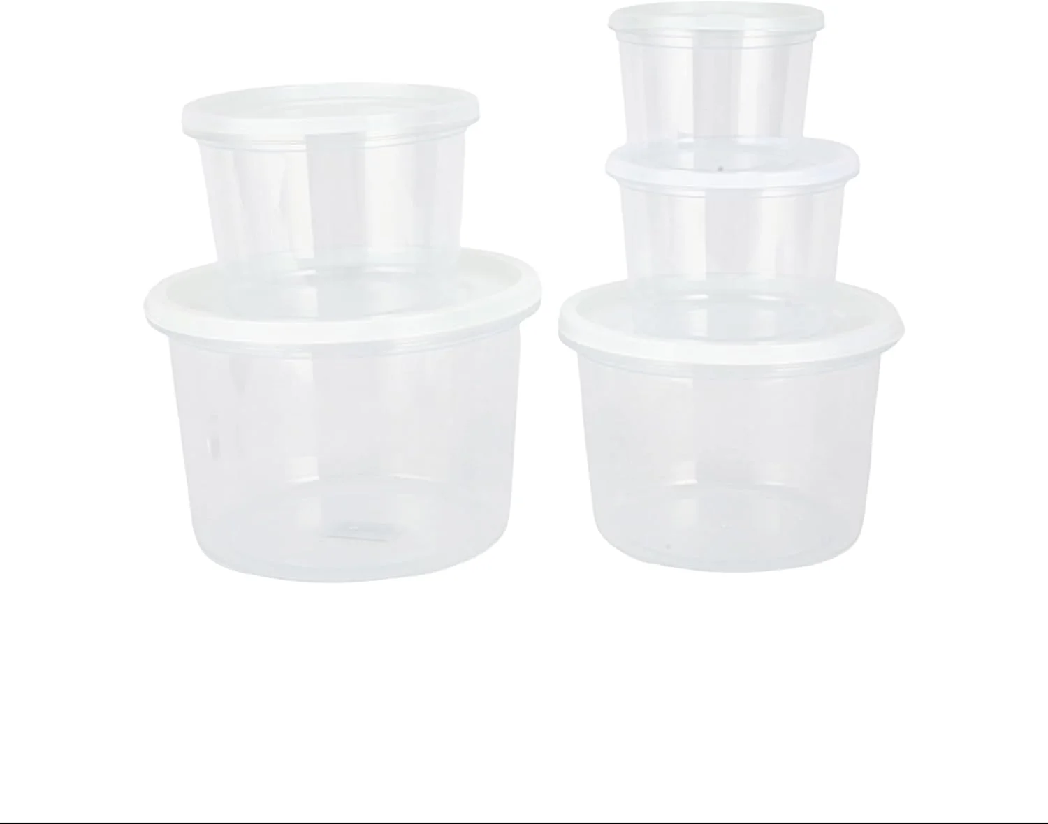 ظرف نگهداری غذای پلاستیکی گرد رویال فورد مدل RF12190، بسته 5 عددی، 450 میلی لیتر، 700 میلی لیتر، 1100 میلی لیتر، 1800 میلی لیتر، 2800 میلی لیتر، جعبه ضد نشت برای غذا، باقیمانده غذا، ماریناد، خمیر و غیره برای سازماندهی آشپزخانه