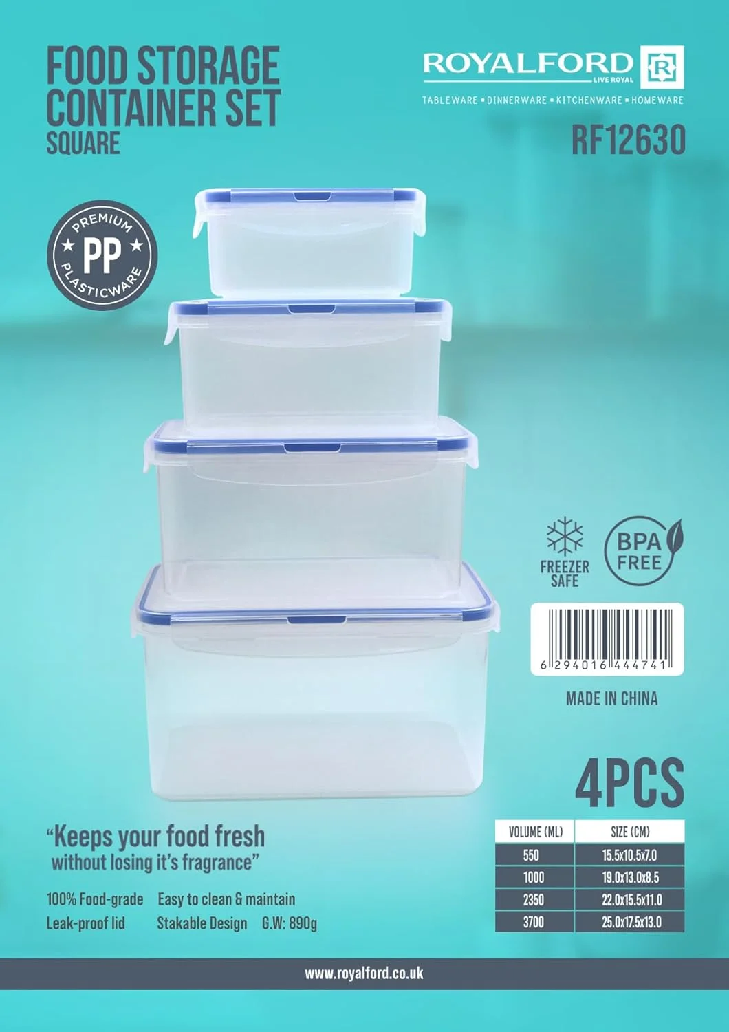 رویال فورد ست 4 عددی ظروف نگهداری غذا با درب RF12630 ظروف پلاستیکی آماده سازی درب های قفل شونده مناسب برای مایکروویو، یخچال و ماشین ظرفشویی 500 میلی لیتر، 1000 میلی لیتر، 2350 میلی لیتر، 3700 میلی لیتر، قابل استفاده مجدد و ضد هوا رویال فورد ست 4 عددی ظروف نگهداری غذا با درب RF12630 ظروف پلاستیکی آماده سازی درب های قفل شونده مناسب برای مایکروویو، یخچال و ماشین ظرفشویی 500 میلی لیتر، 1000 میلی لیتر، 2350 میلی لیتر، 3700 میلی لیتر، قابل استفاده مجدد و ضد هوا