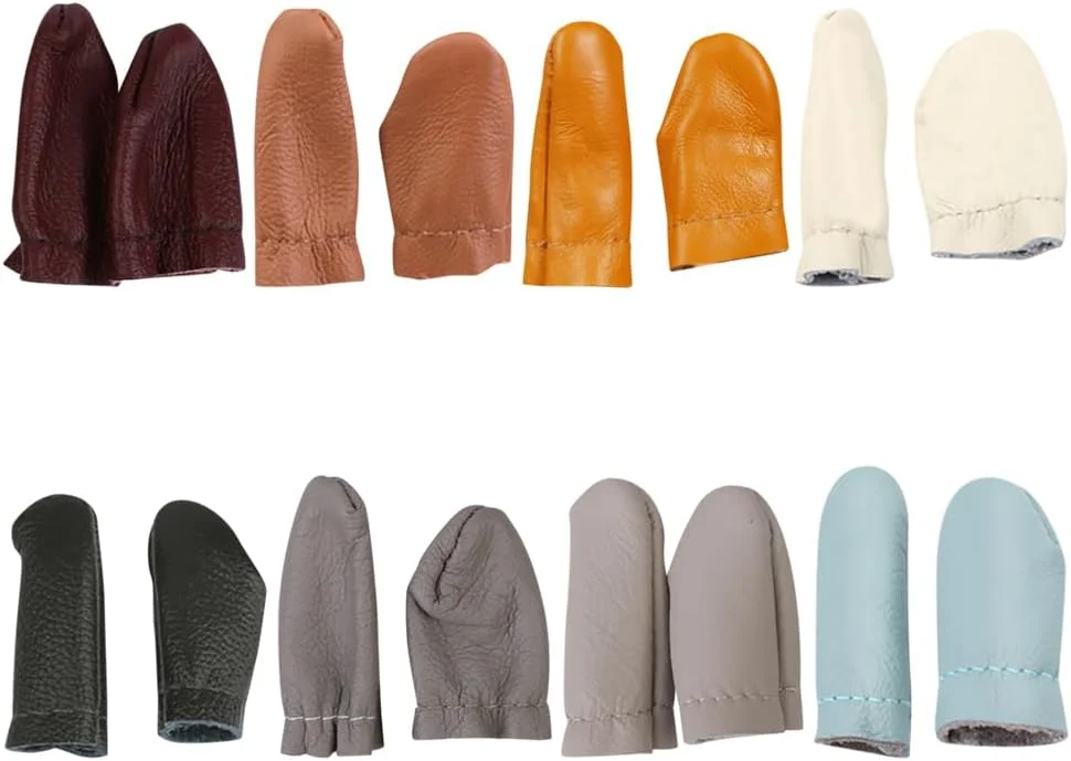 JIHUOO 8 Pairs PU Leather Needle Felting Finger Protectors Hand Embroidery Finger Protector Knitting Crochet Finger Tip Protector Guard Hand Sewing Thimbles Pads Needlework Supplies JIHUOO 8 Pairs PU Leather Needle Felting Finger Protectors Hand Embroidery Finger Protector Knitting Crochet Finger Tip Protector Guard Hand Sewing Thimbles Pads Needlework Supplies