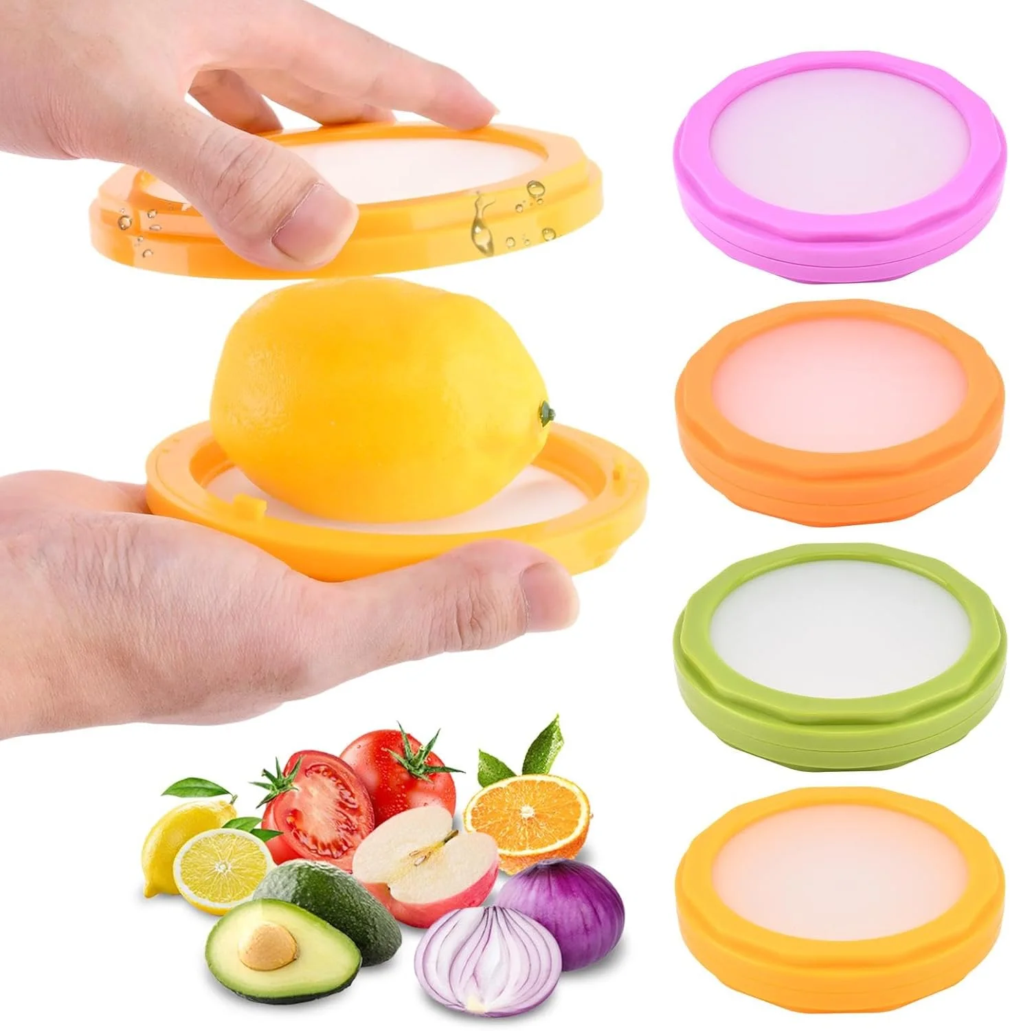 نگهدارنده آووکادو و گوجه فرنگی، ست 4 عددی ظروف نگهداری مواد غذایی سیلیکونی دو طرفه قابل استفاده مجدد برای یخچال، چند منظوره ارتقا یافته و ایده آل برای لیمو، پنیر، گوجه فرنگی، سیب زمینی، سیر