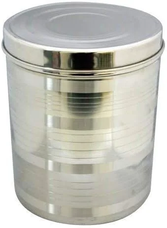 ظرف نگهداری استیل فروشگاه لوازم آشپزخانه RJ - 2 کیلوگرم، 3 کیلوگرم، 2 تکه، نقره ای (Rajlakshmi's) ست ظرف/جعبه/دبه استیل ضد زنگ با درب، ست کوتی 2