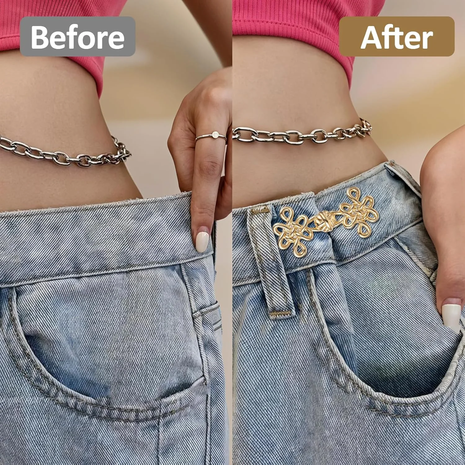 JIEYAO 9Sets Pant Waist Tightener for Jeans Waist Cincher Clip Chinese Knot Pins Buttons Adjustable Detachable Decorative Waist Buckles Metal Pants Brooch for Dress Clothing Skirts No Sewing Decorat JIEYAO 9Sets Pant Waist Tightener for Jeans Waist Cincher Clip Chinese Knot Pins Buttons Adjustable Detachable Decorative Waist Buckles Metal Pants Brooch for Dress Clothing Skirts No Sewing Decorat