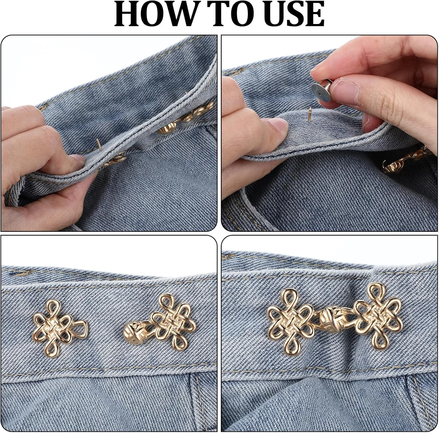 JIEYAO 9Sets Pant Waist Tightener for Jeans Waist Cincher Clip Chinese Knot Pins Buttons Adjustable Detachable Decorative Waist Buckles Metal Pants Brooch for Dress Clothing Skirts No Sewing Decorat JIEYAO 9Sets Pant Waist Tightener for Jeans Waist Cincher Clip Chinese Knot Pins Buttons Adjustable Detachable Decorative Waist Buckles Metal Pants Brooch for Dress Clothing Skirts No Sewing Decorat