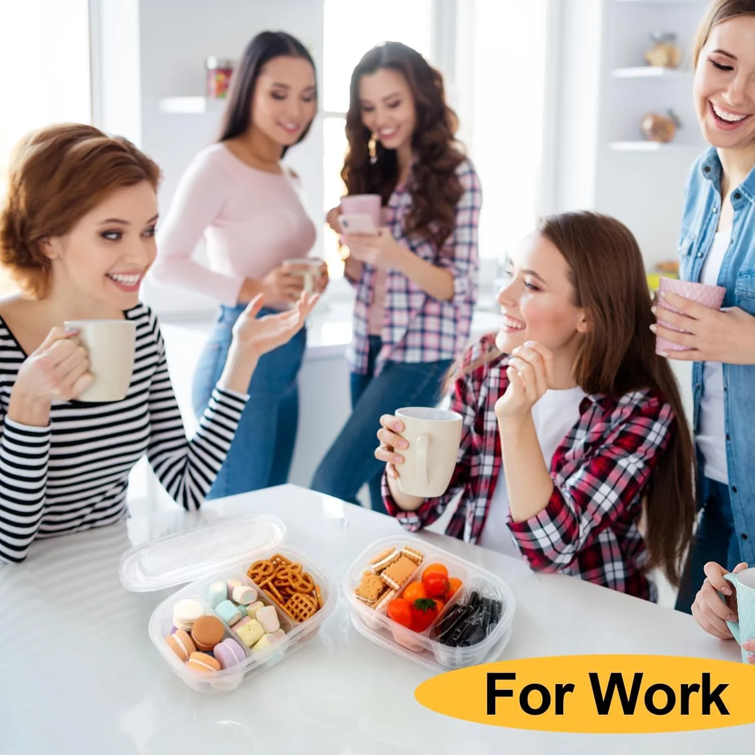 ۱۲ عدد جعبه اسنک ۹۰۰ میلی لیتری قابل استفاده مجدد با محفظه – جعبه ناهار بنتوی مناسب برای کودکان و بزرگسالان، ظروف نگهداری مواد غذایی تقسیم شده با درب، ایده آل برای مدرسه، کار، مسافرت، قابل استفاده در مایکروویو و یخچال