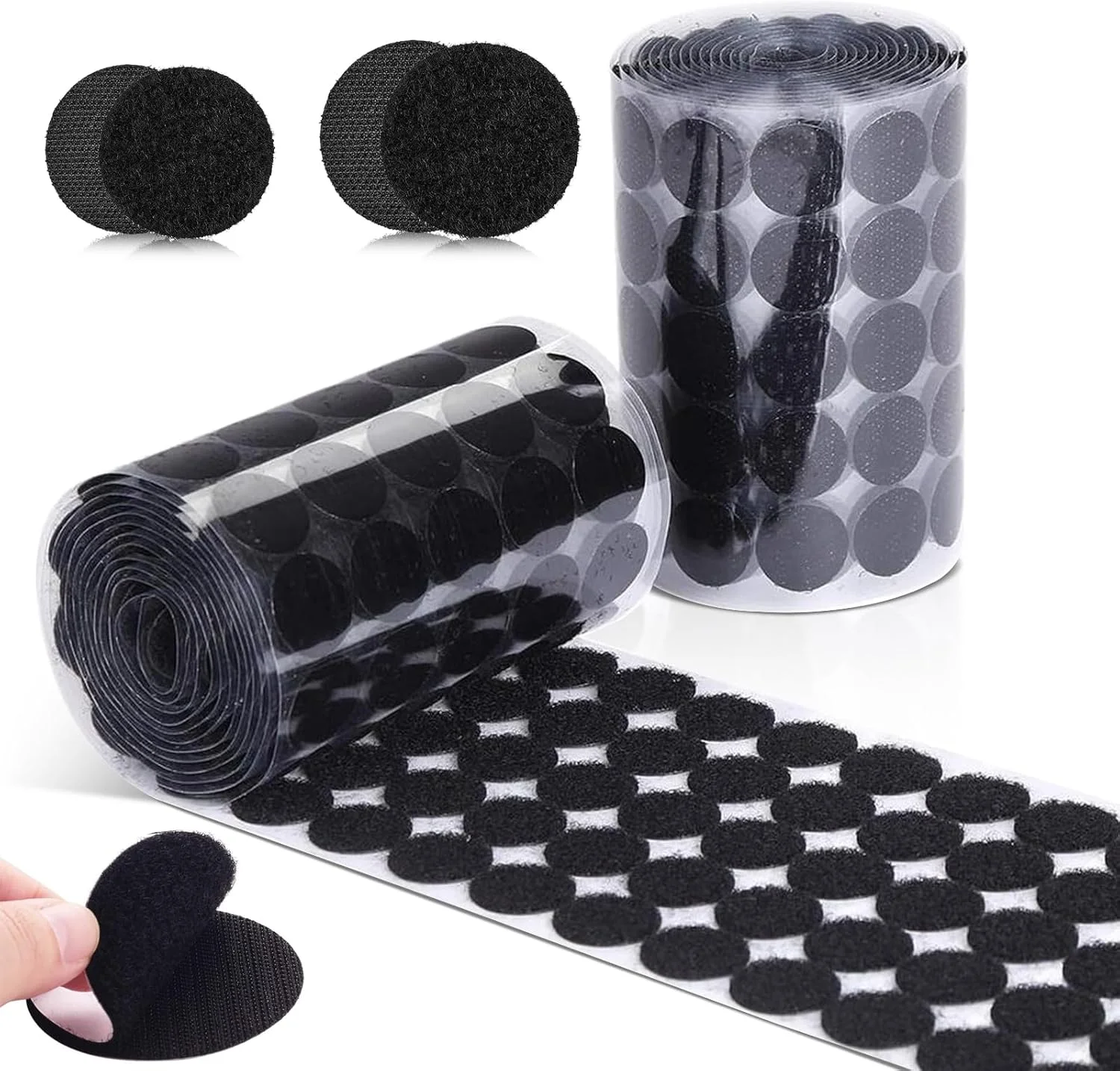 JieGuanG Self Adhesive Dots, 100 Pcs Hook and Loop Dot, Black, Compact Style, Polyester and Nylon Material, Ideal for DIY Crafts, Office, Home, 2-3cm Diameter