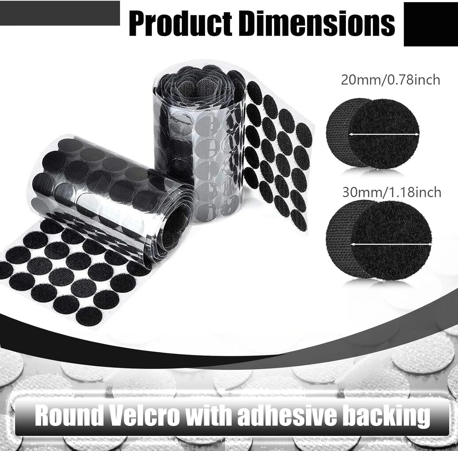 JieGuanG Self Adhesive Dots, 100 Pcs Hook and Loop Dot, Black, Compact Style, Polyester and Nylon Material, Ideal for DIY Crafts, Office, Home, 2-3cm Diameter JieGuanG Self Adhesive Dots, 100 Pcs Hook and Loop Dot, Black, Compact Style, Polyester and Nylon Material, Ideal for DIY Crafts, Office, Home, 2-3cm Diameter