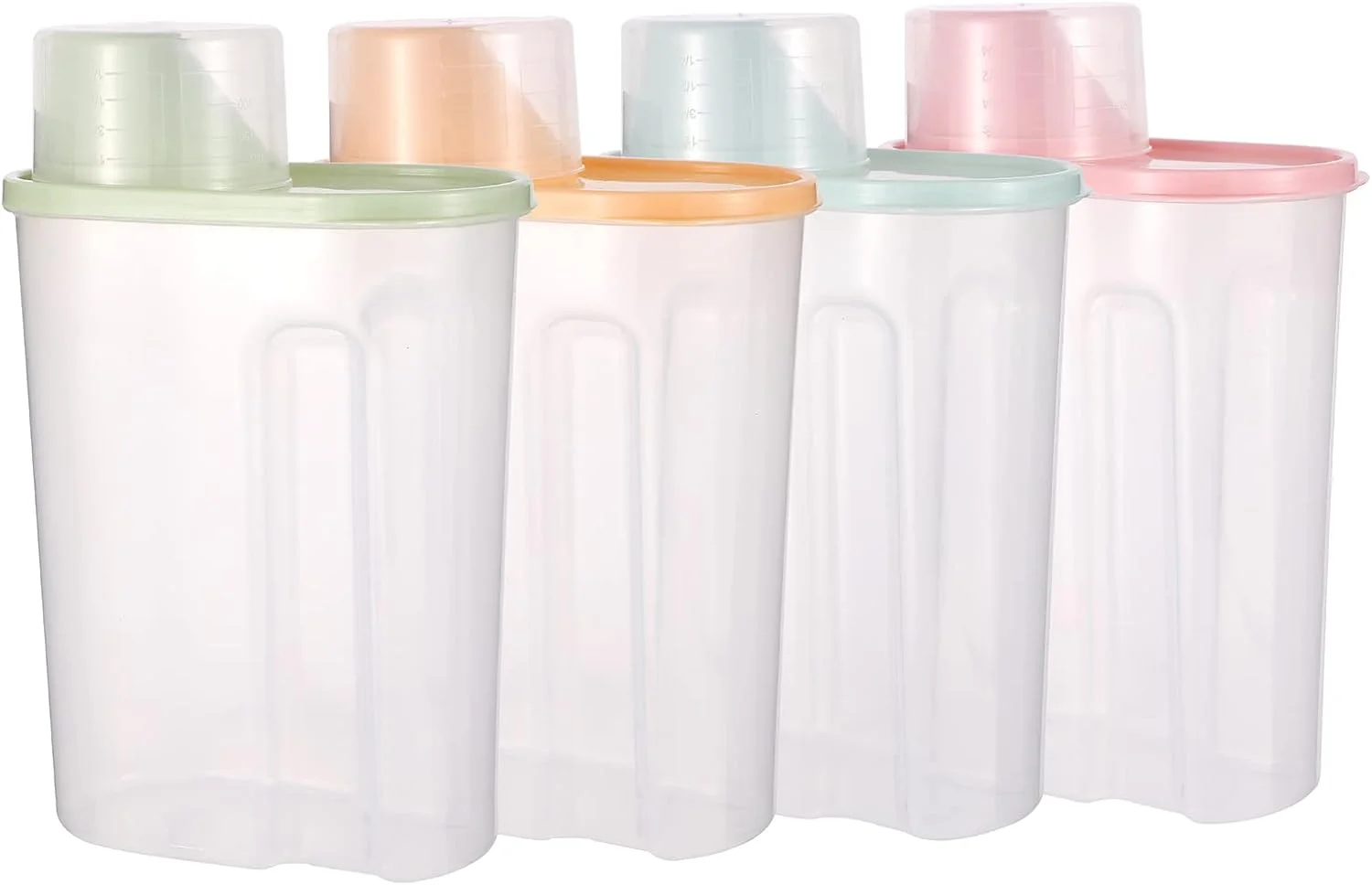 پک 4 عددی ظرف نگهداری برنج Red Dot، ست ظروف نگهداری غلات (2.5 لیتر * 4 عدد در هر ست) به همراه پیمانه، ظروف نگهداری پلاستیکی (RDFC-4)